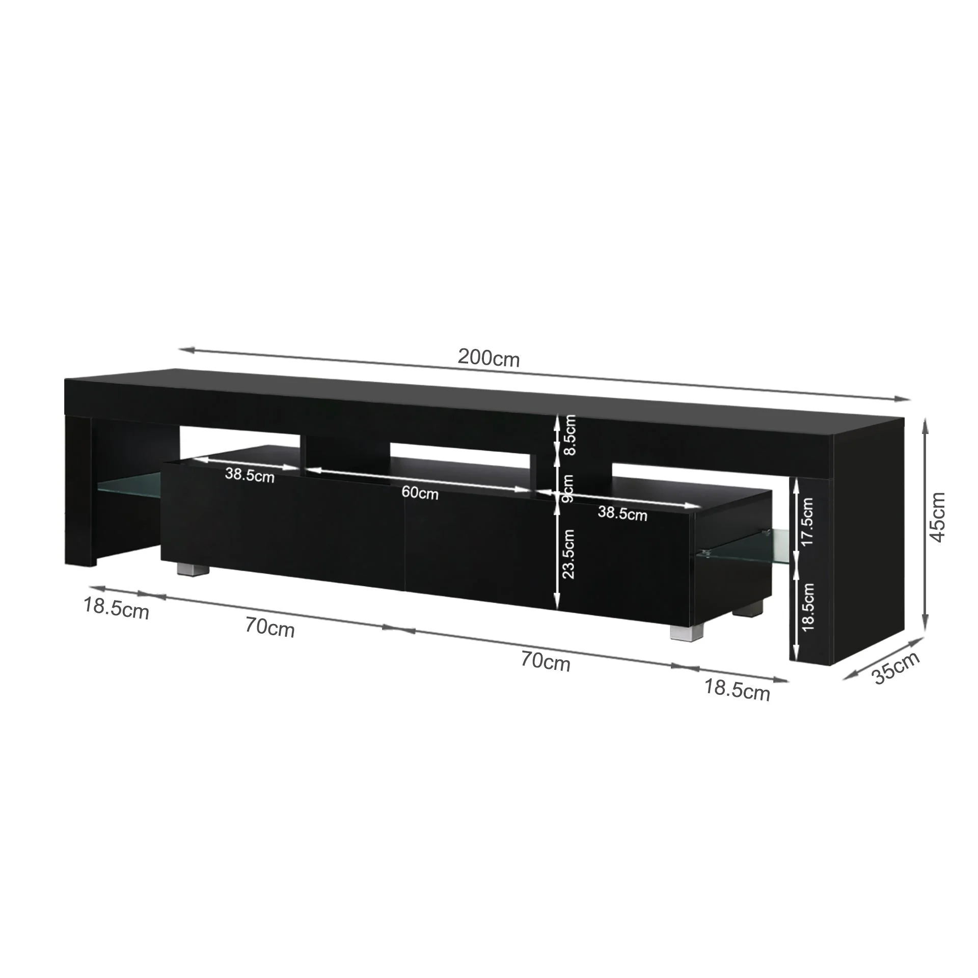 Arvada 2m Entertainment Unit - Black - Image 15