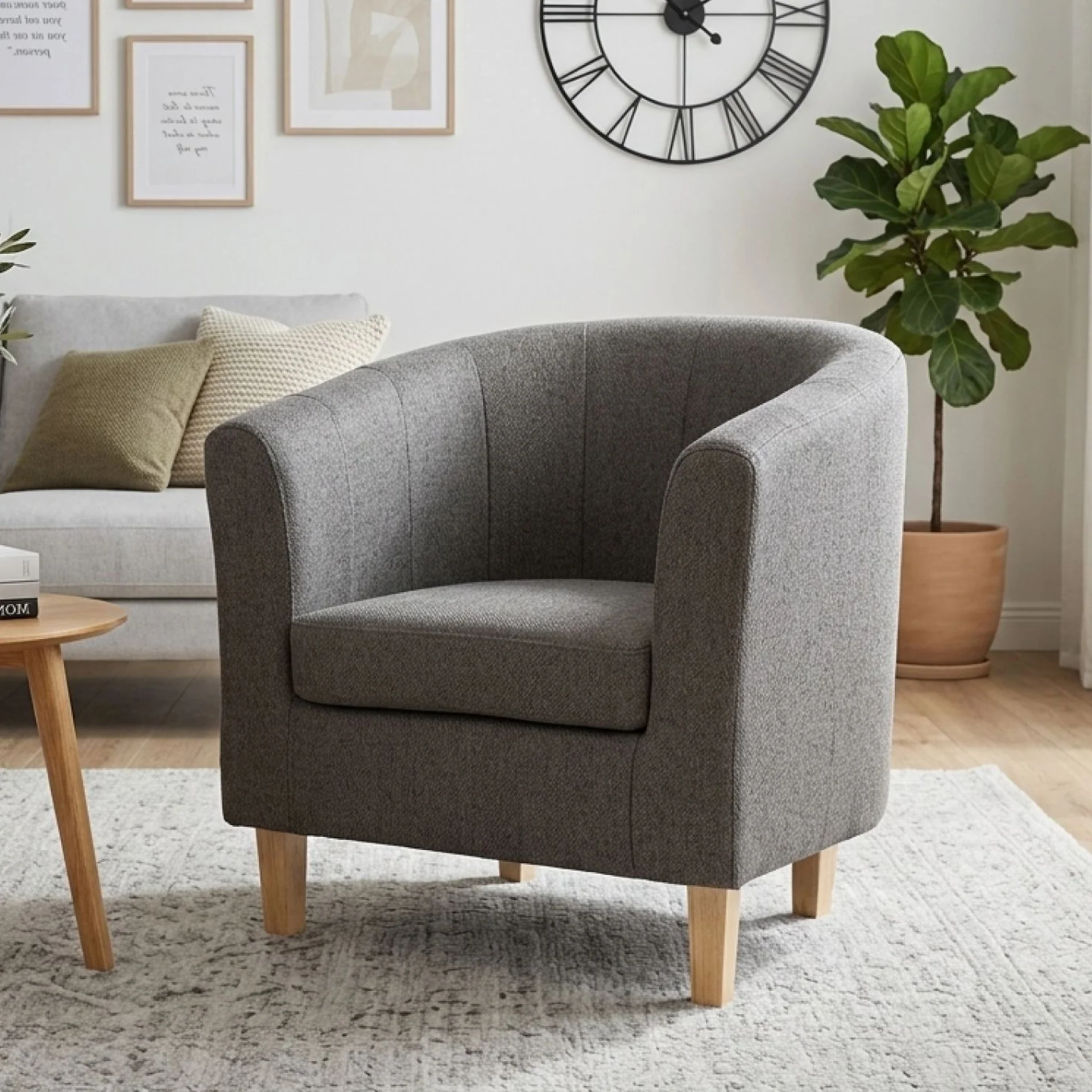 Ash High-Back Linen Armchair - Dark Grey - Image 5