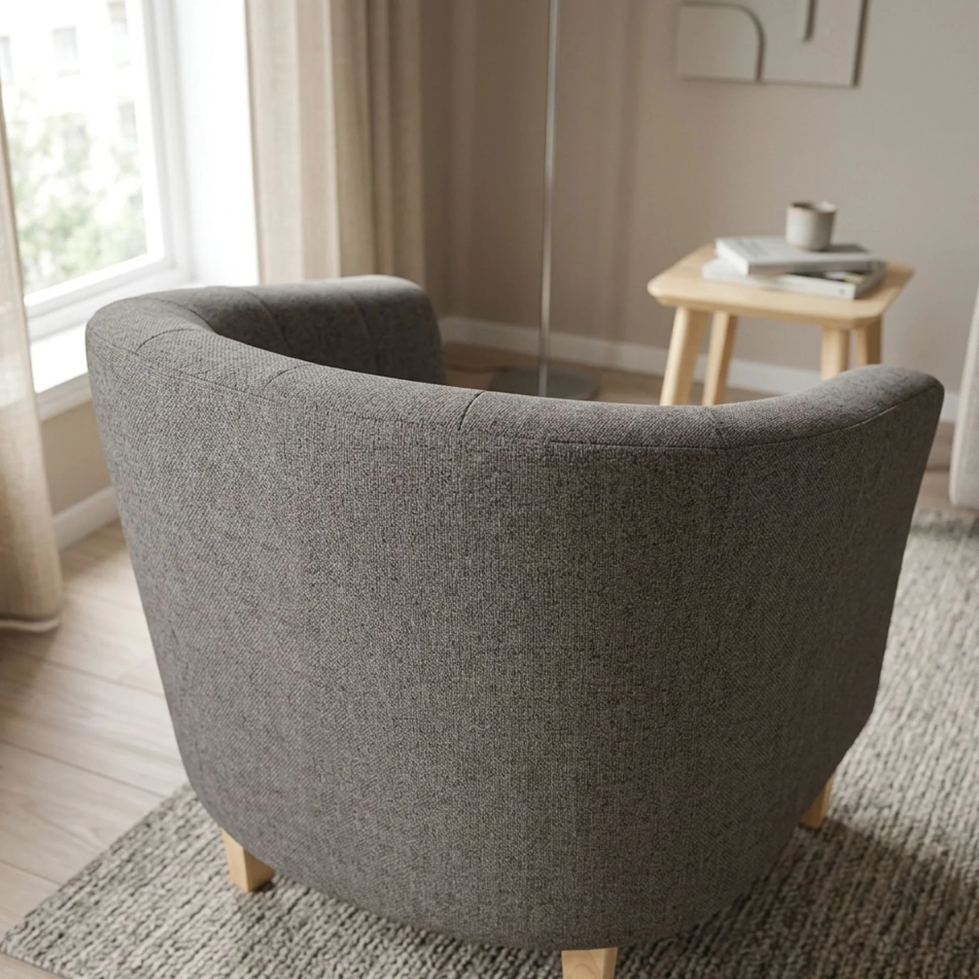 Ash High-Back Linen Armchair - Dark Grey - Image 6