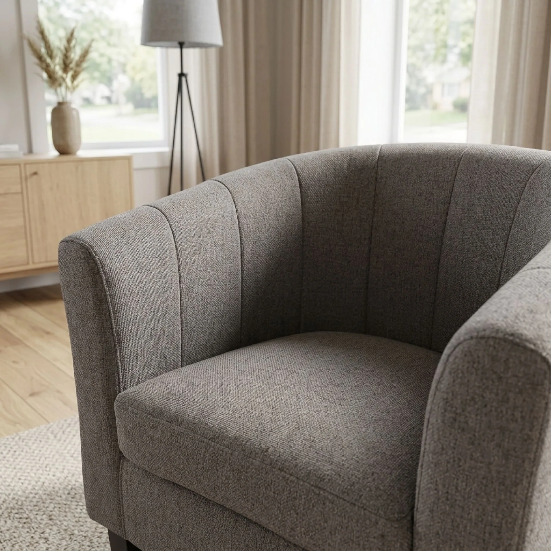 Ash High-Back Linen Armchair - Dark Grey - Image 7