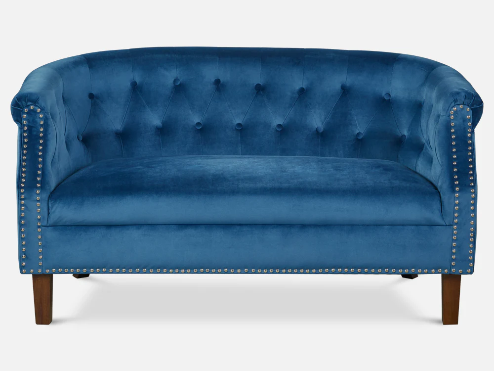 ASTANA 2 Seater Velvet Sofa - BLUE - Image 4