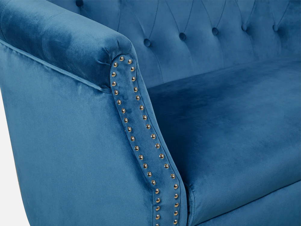 ASTANA 2 Seater Velvet Sofa - BLUE - Image 7