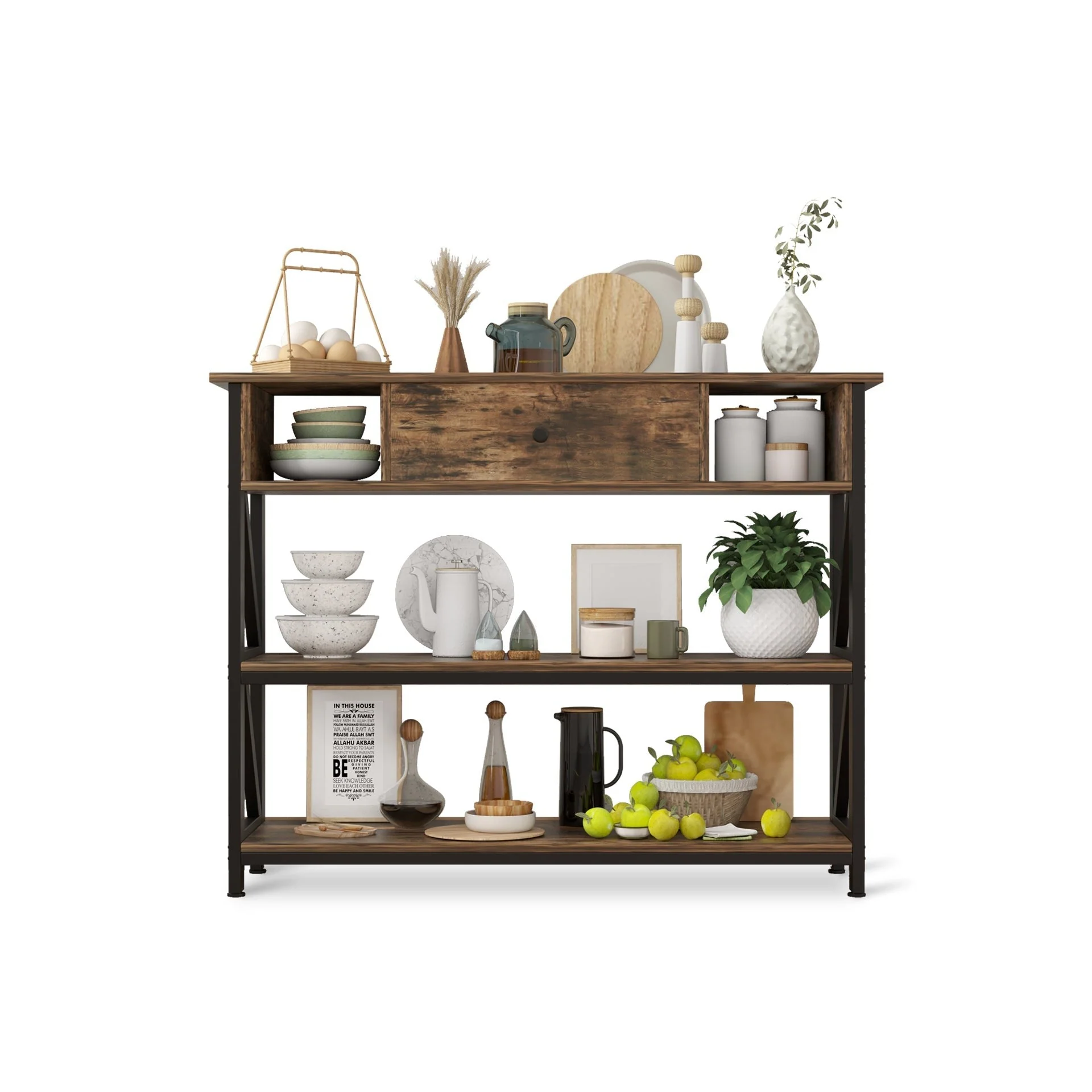 Atlas 1m Console Table with Drawer - Rustic Brown - Image 11