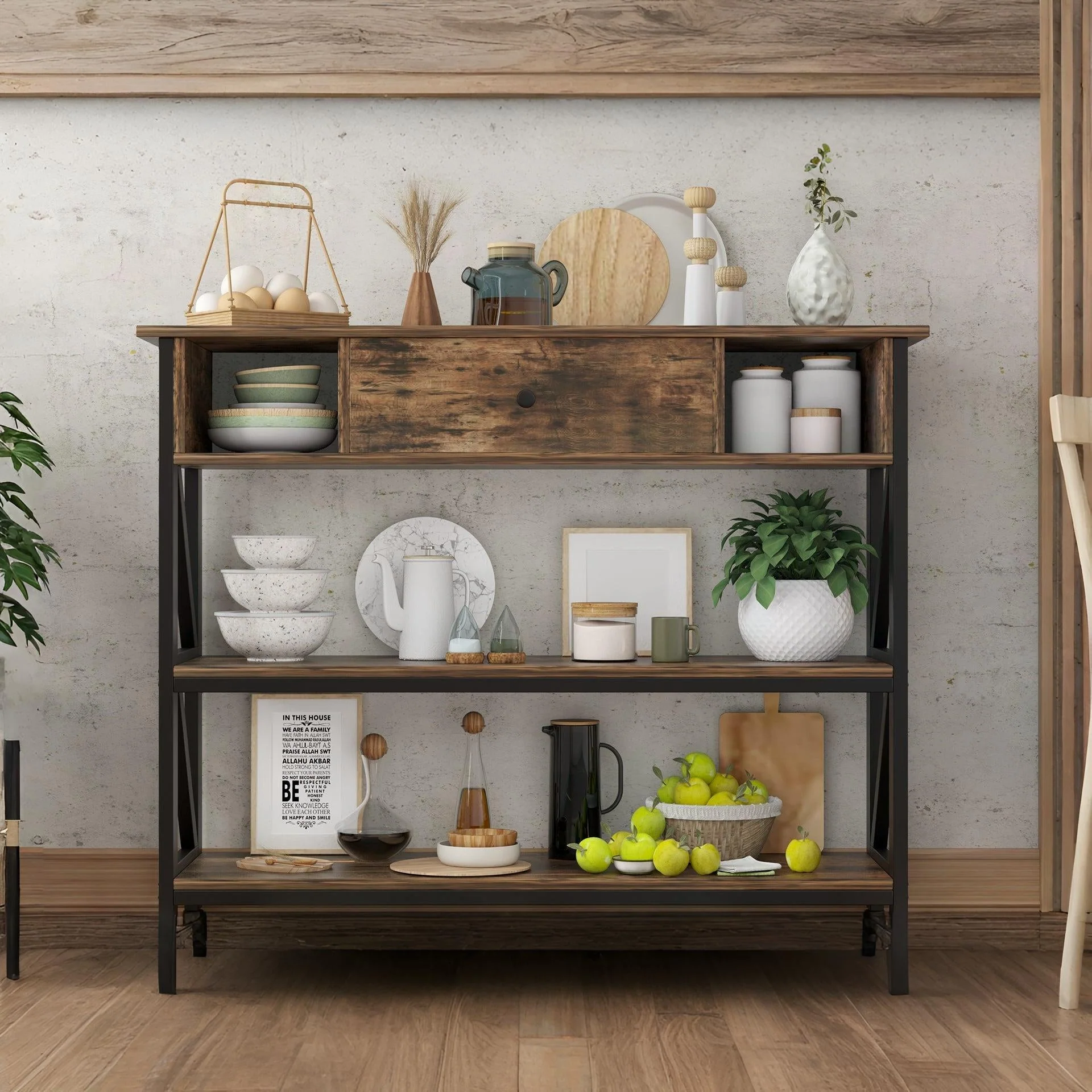 Atlas 1m Console Table with Drawer - Rustic Brown - Image 6
