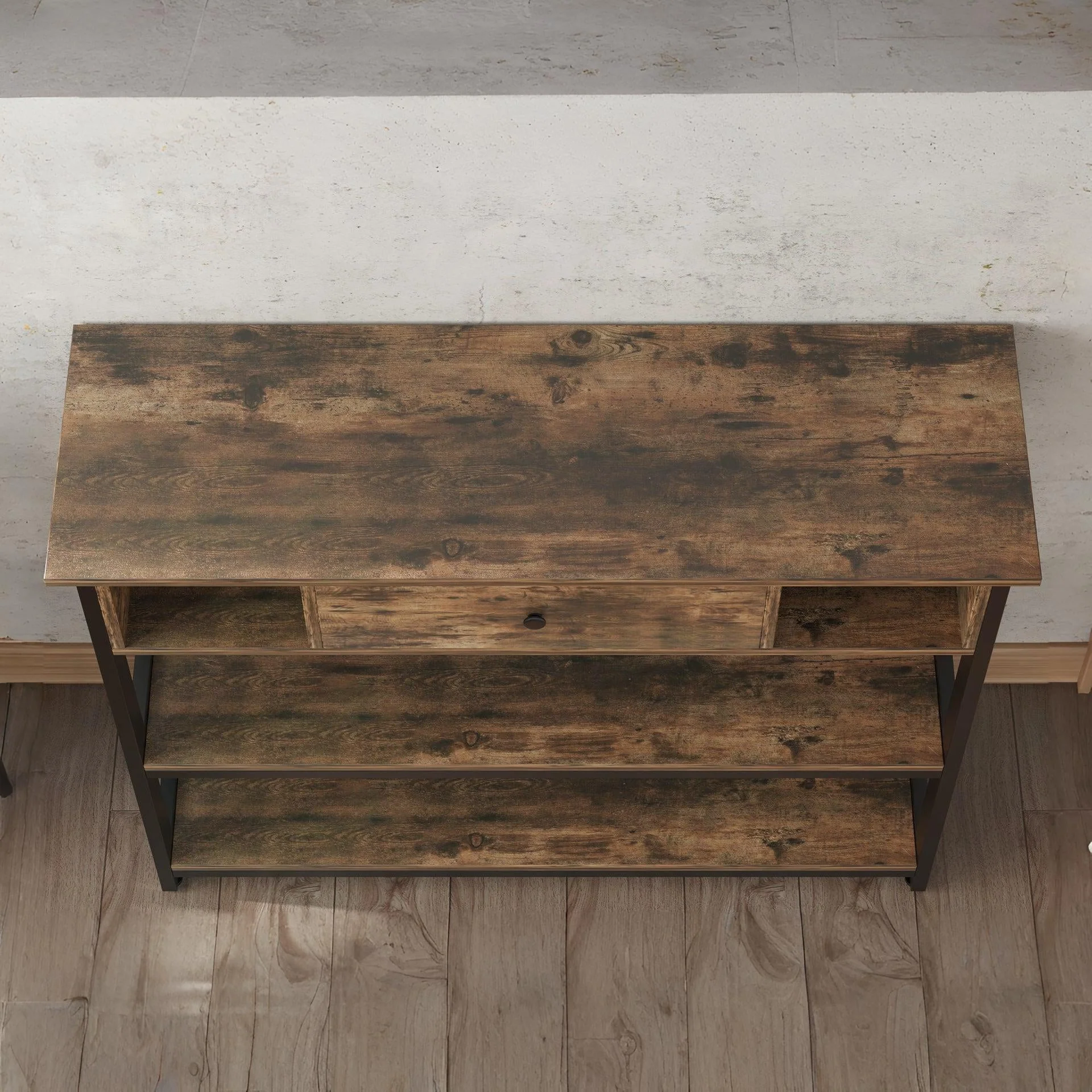 Atlas 1m Console Table with Drawer - Rustic Brown - Image 8
