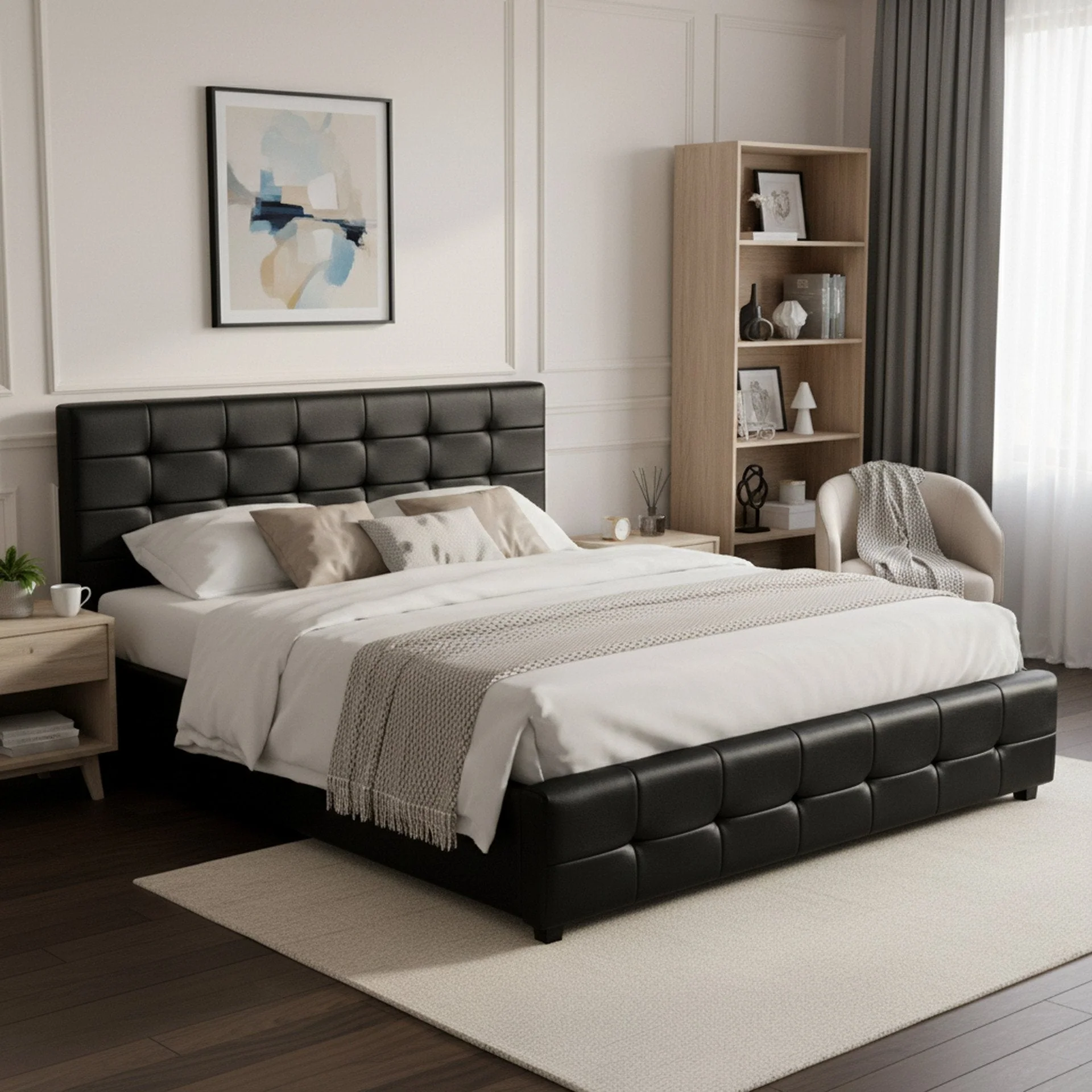 Augusta PU Slat Bed Frame - King - Black