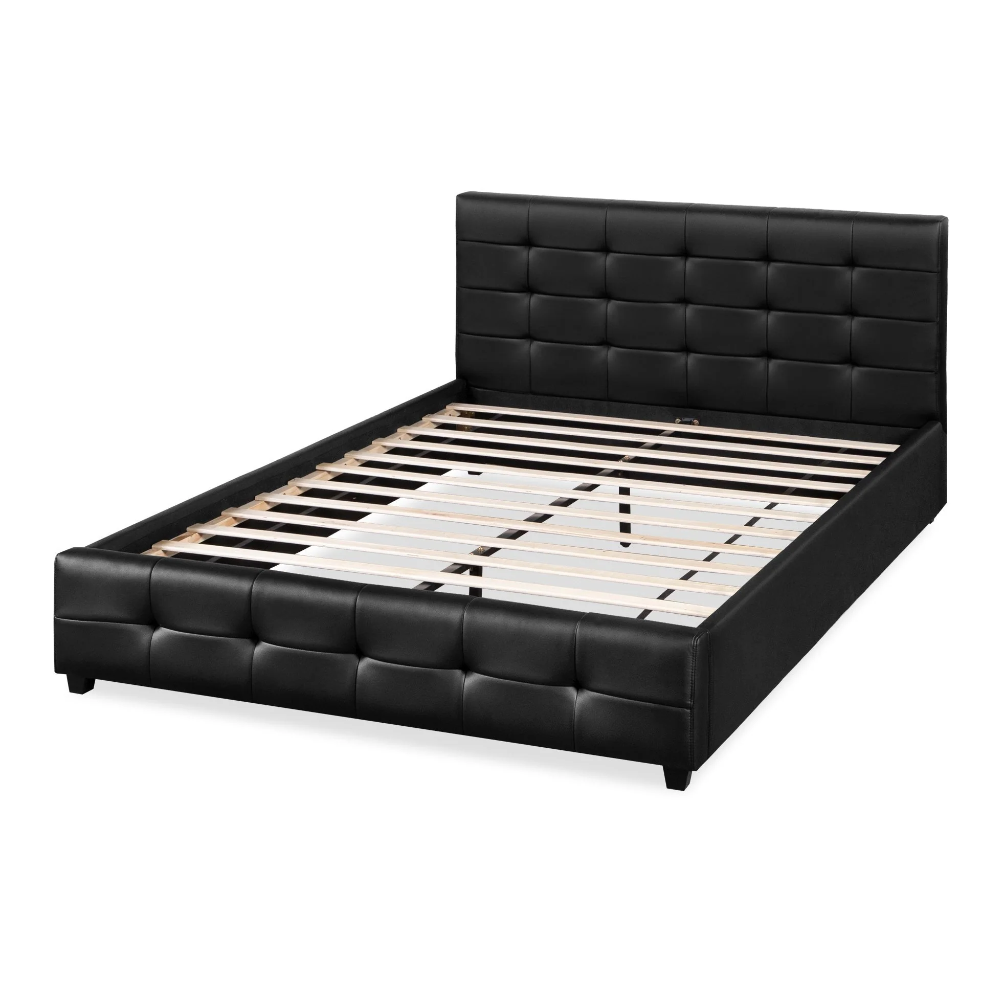 Augusta PU Slat Bed Frame - Queen - Black - Image 11