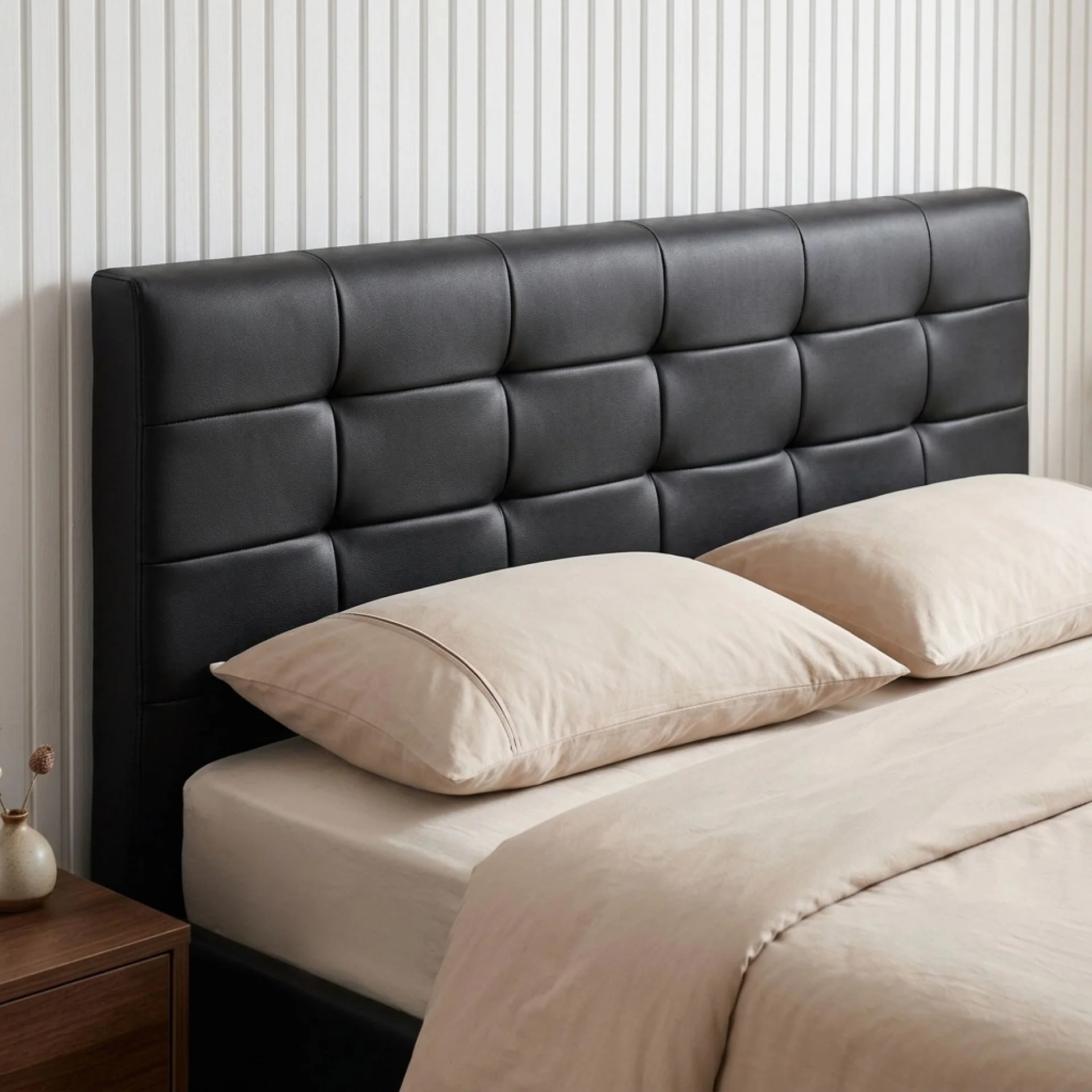 Augusta PU Slat Bed Frame - Queen - Black - Image 7