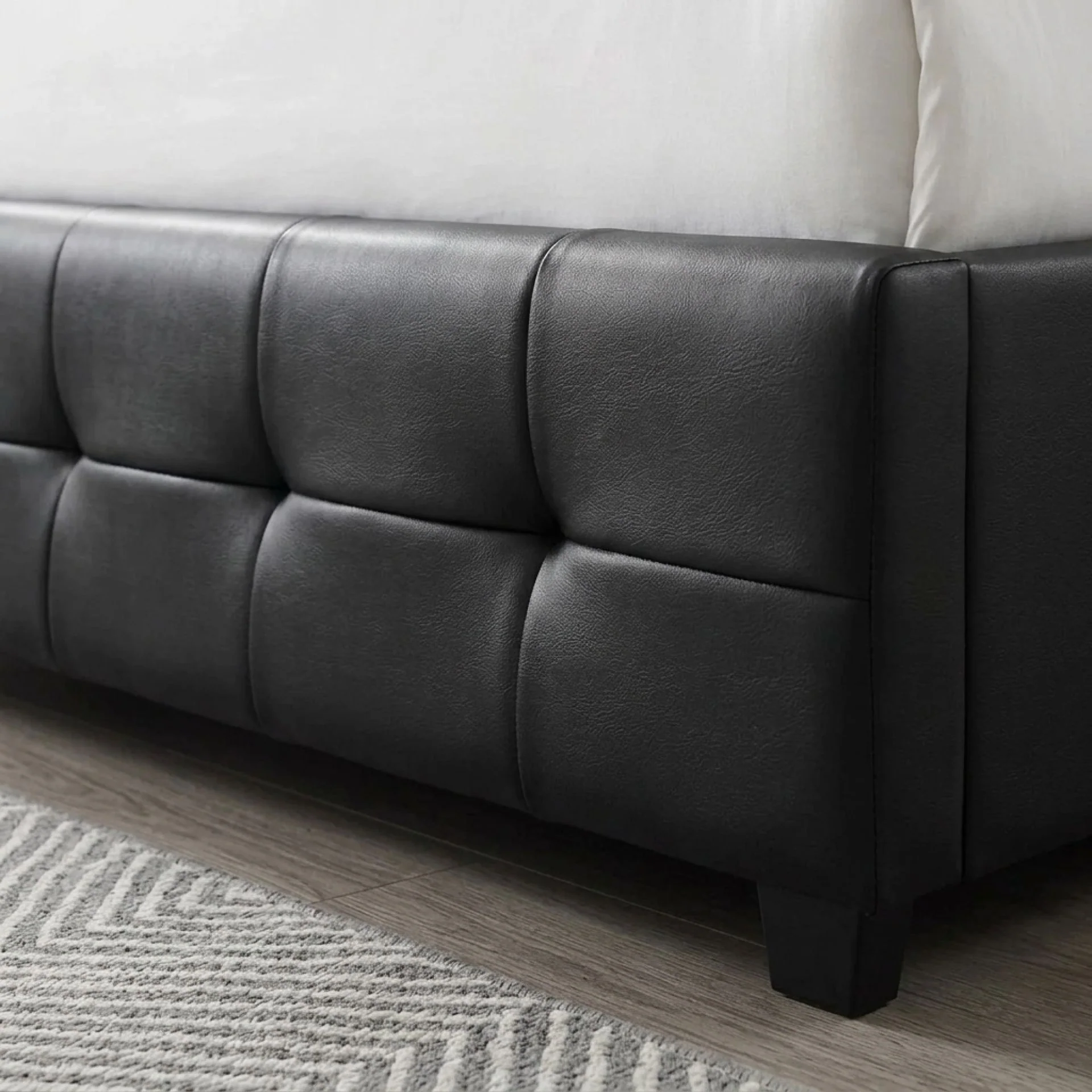 Augusta PU Slat Bed Frame - Queen - Black - Image 8