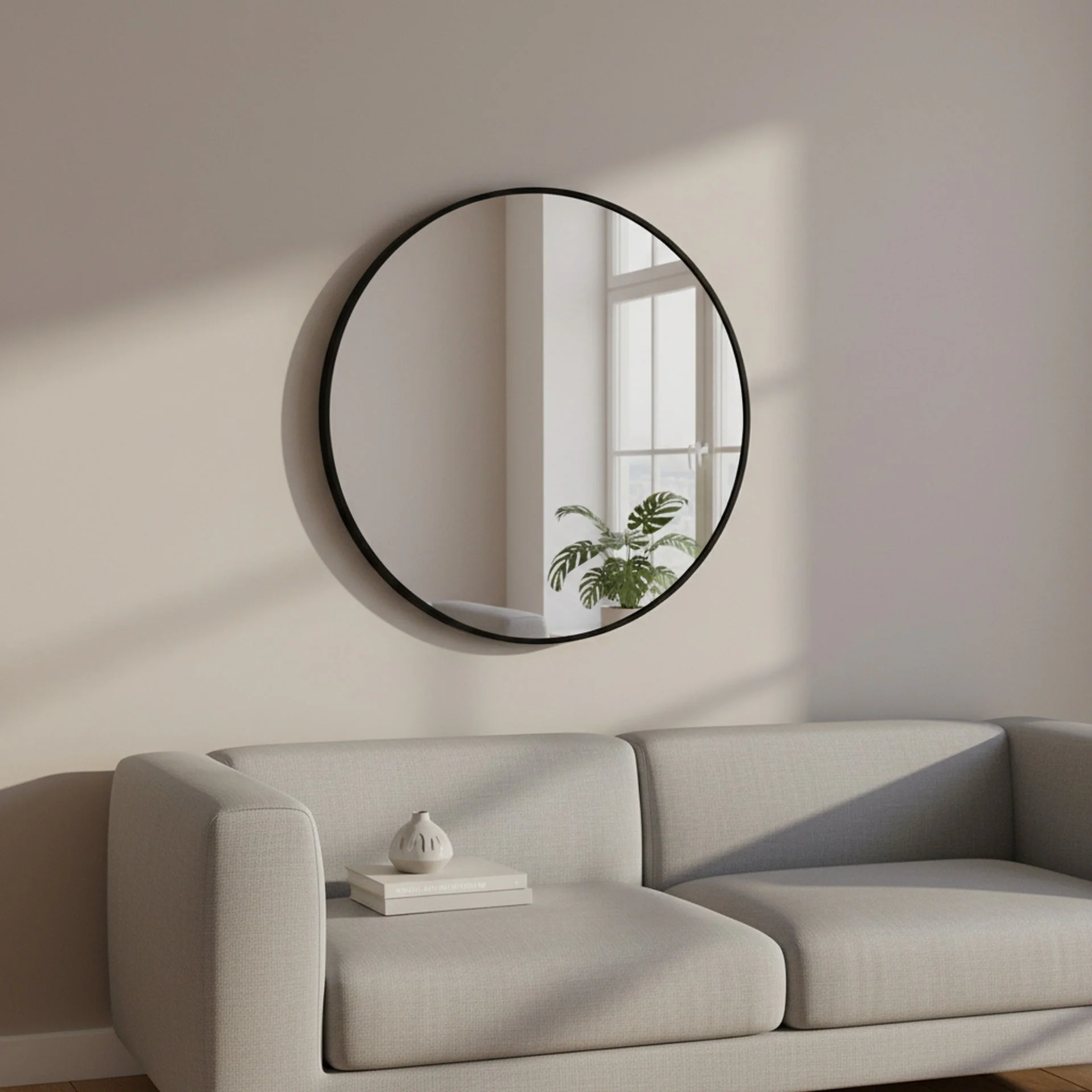 Aura Round Metal Framed Wall Mirror 60cm - Black - Image 3