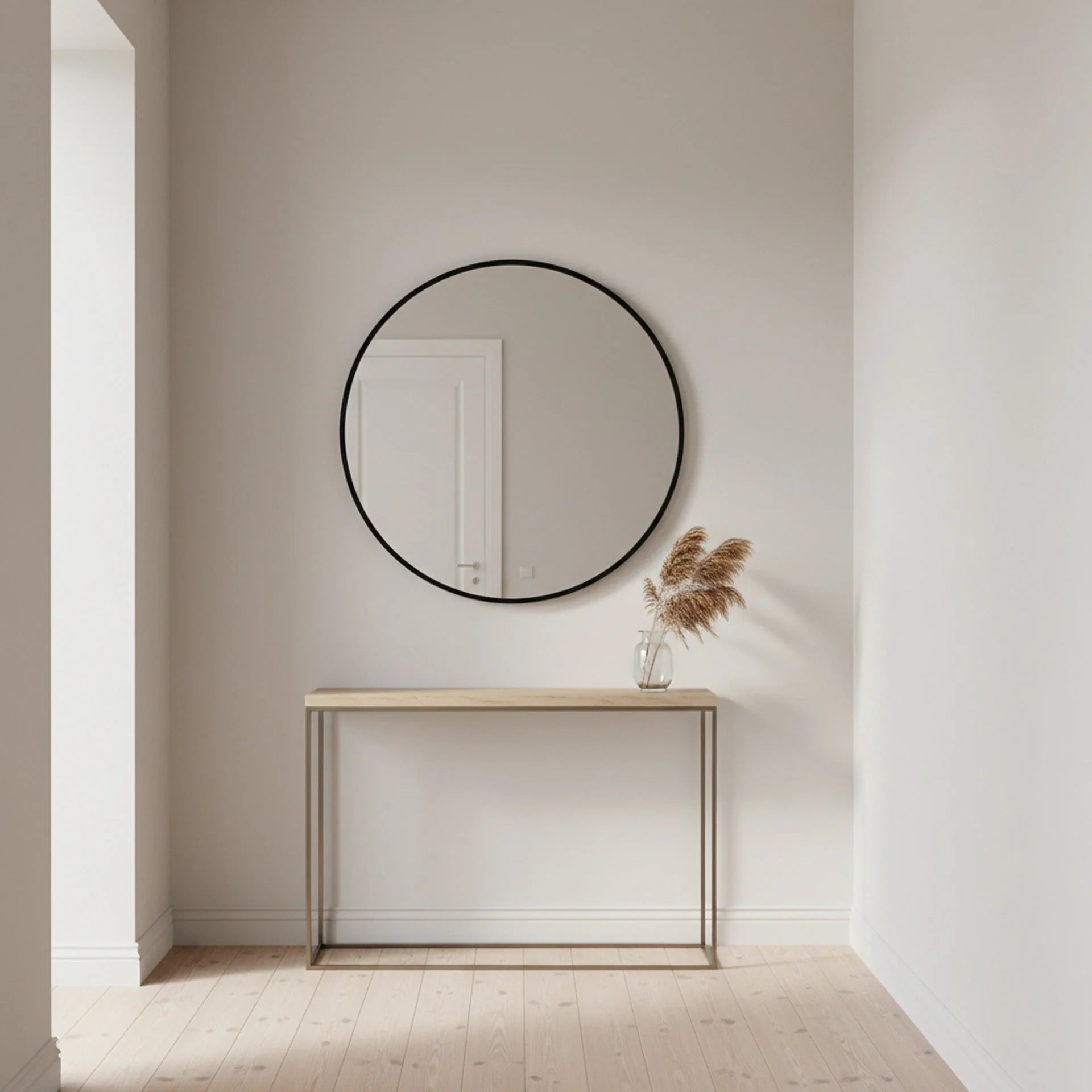 Aura Round Metal Framed Wall Mirror 60cm - Black - Image 4