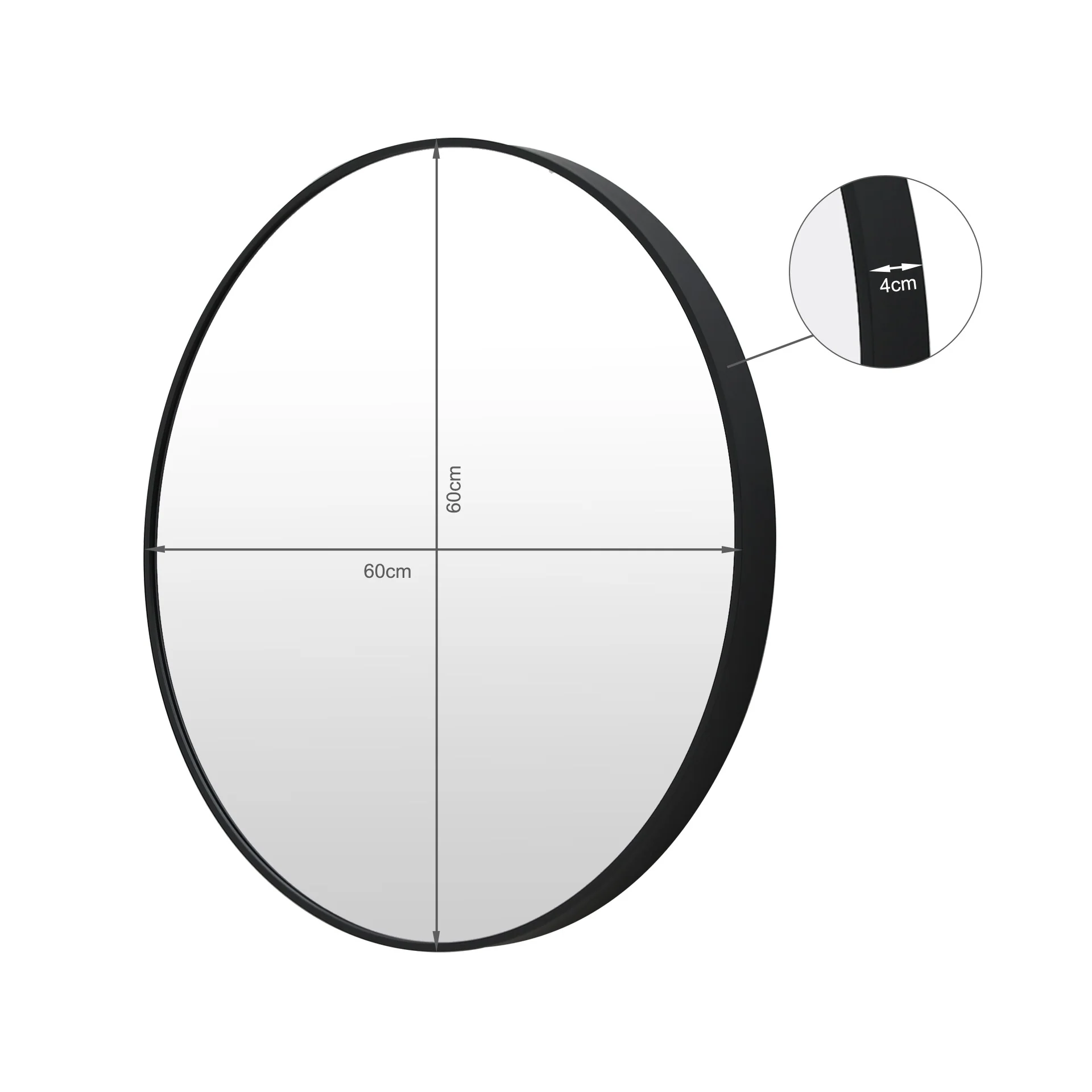 Aura Round Metal Framed Wall Mirror 60cm - Black - Image 9