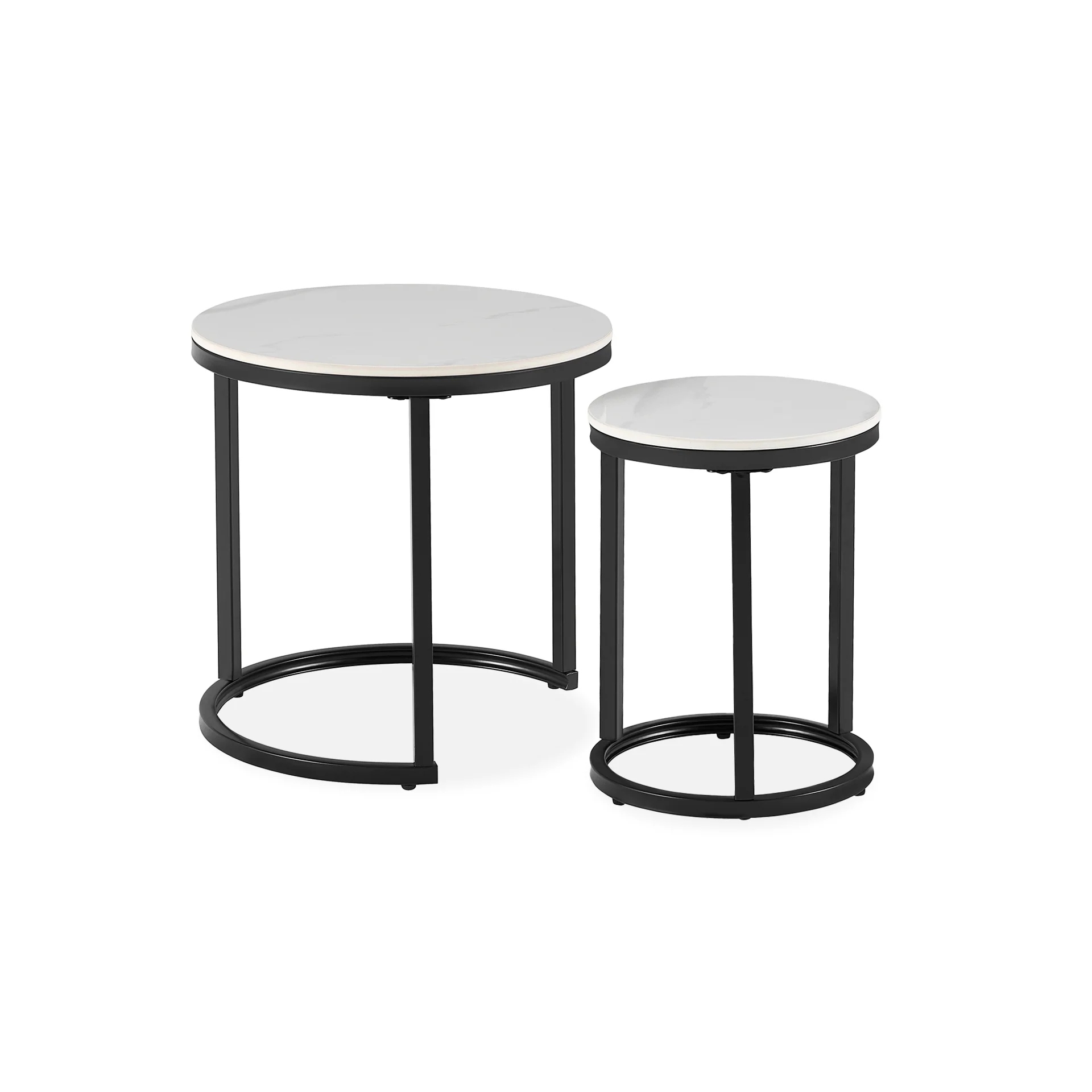 Aurelo 2pc Ceramic Coffee Table Side Table Set - Snow White - Image 8