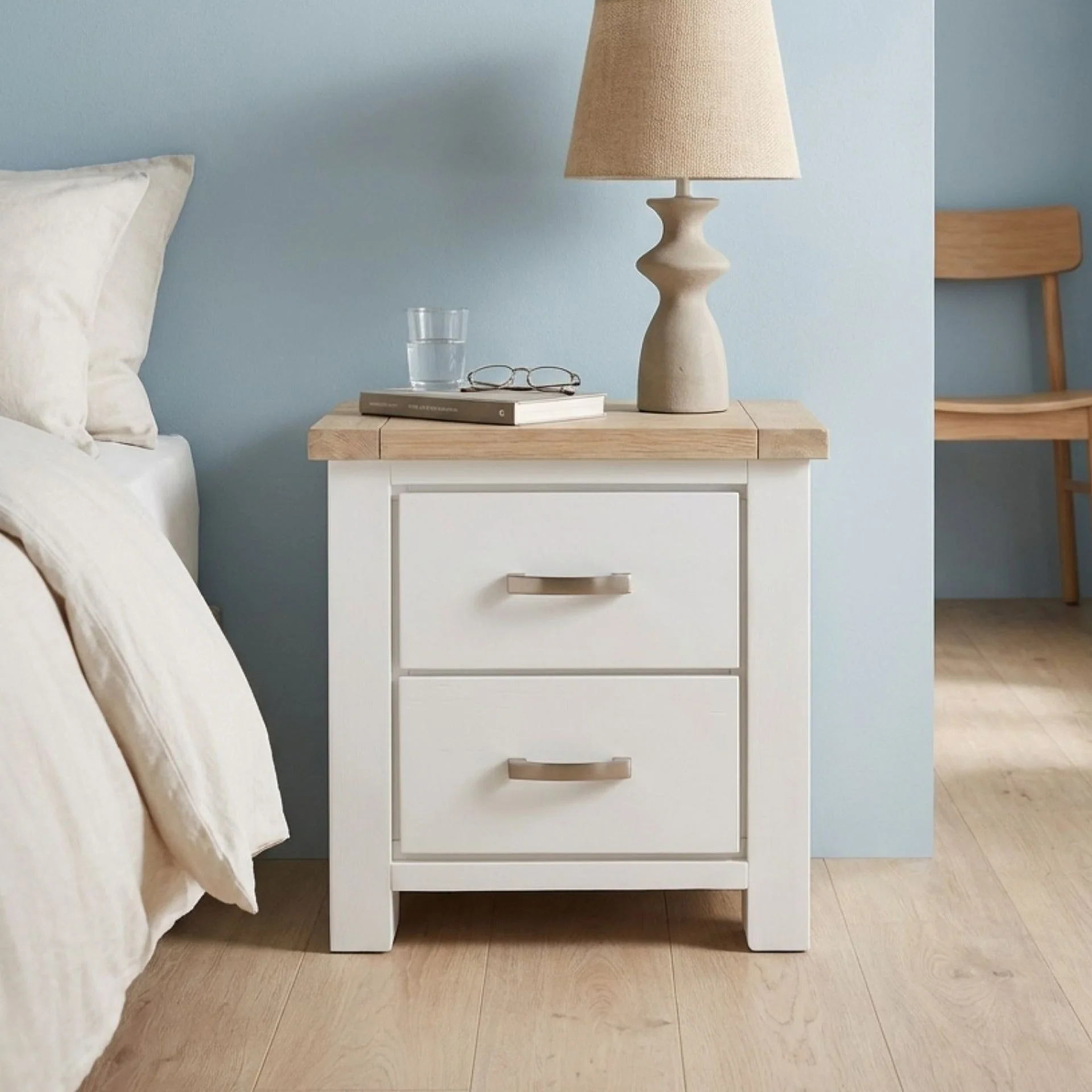 Aurora Solid Wood Bedside Table - White - Image 3