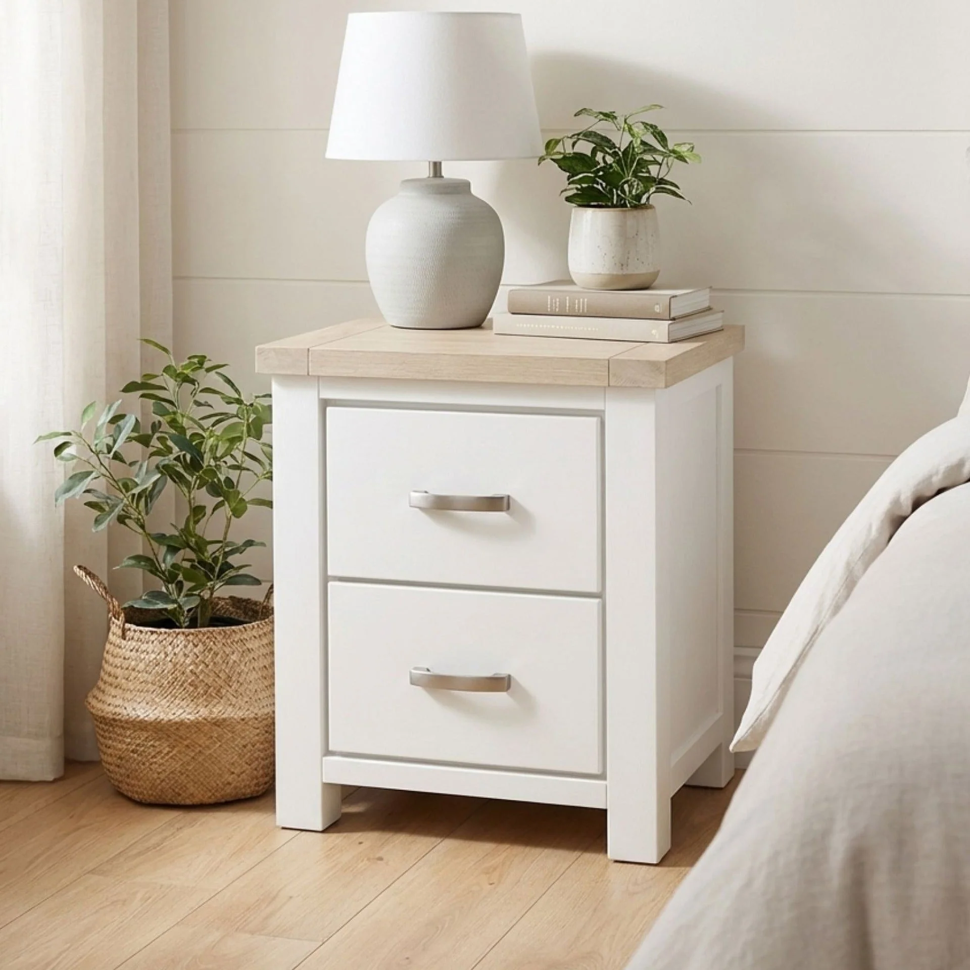 Aurora Solid Wood Bedside Table - White - Image 4