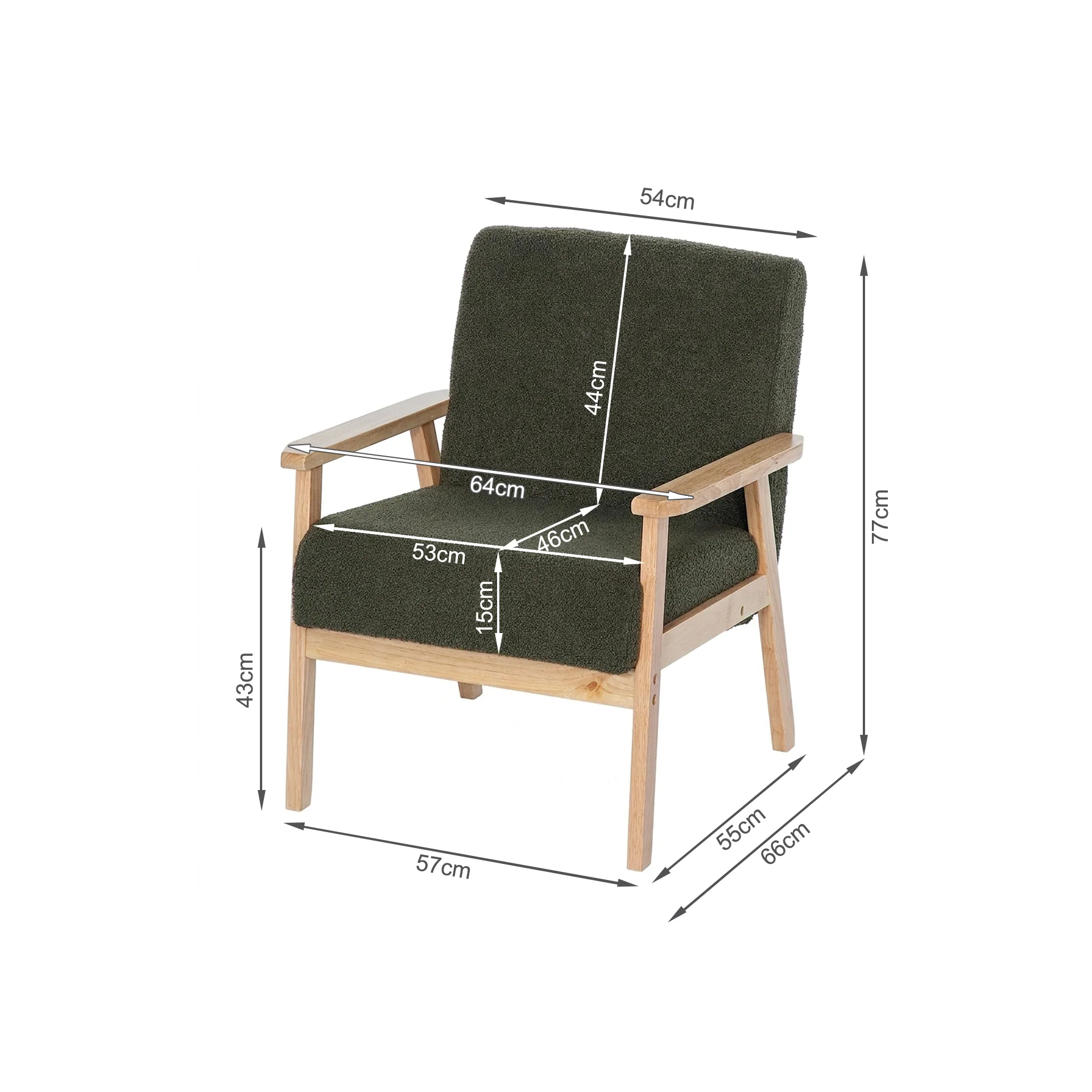 Aven Boucle Armchair - Dark Green - Image 12