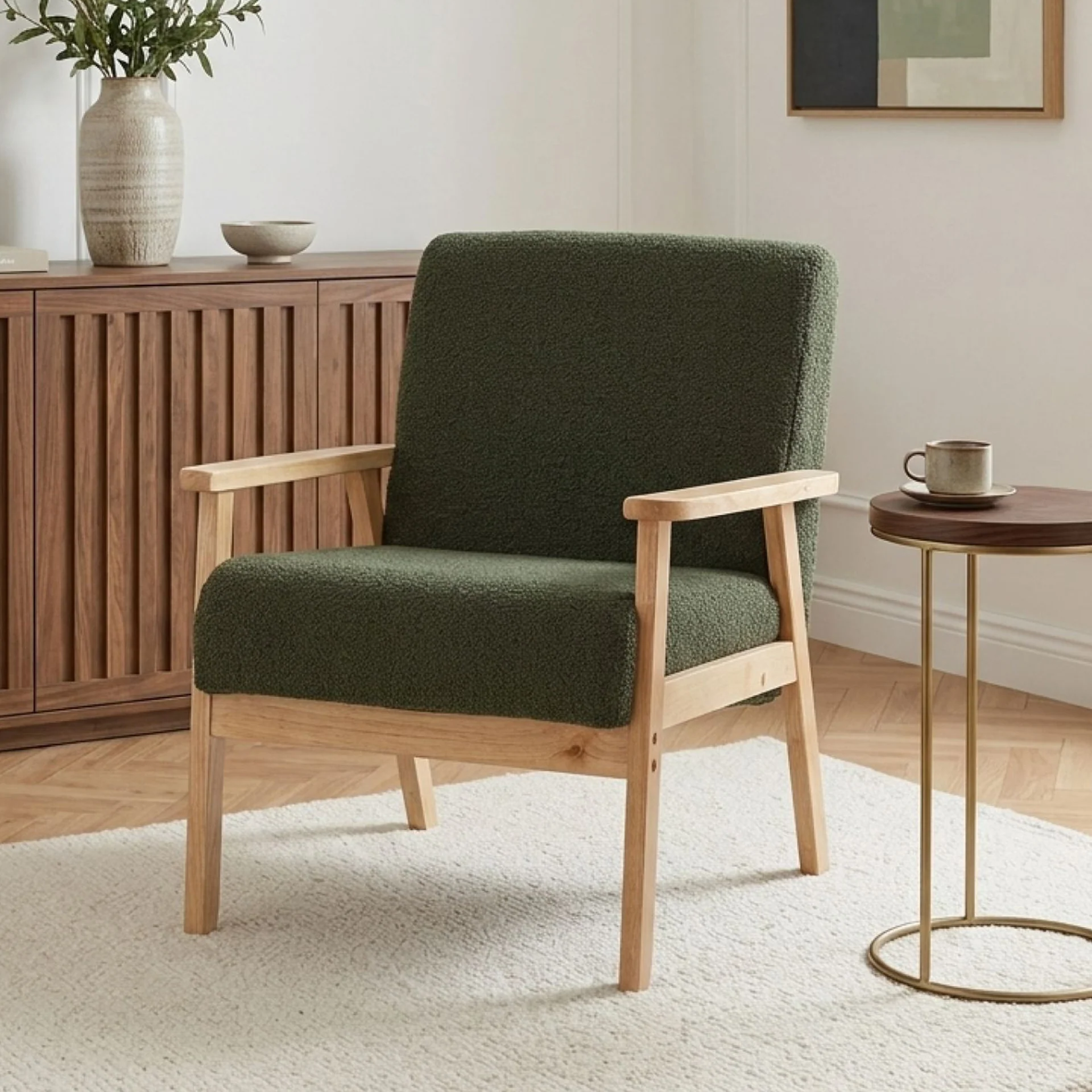 Aven Boucle Armchair - Dark Green - Image 4