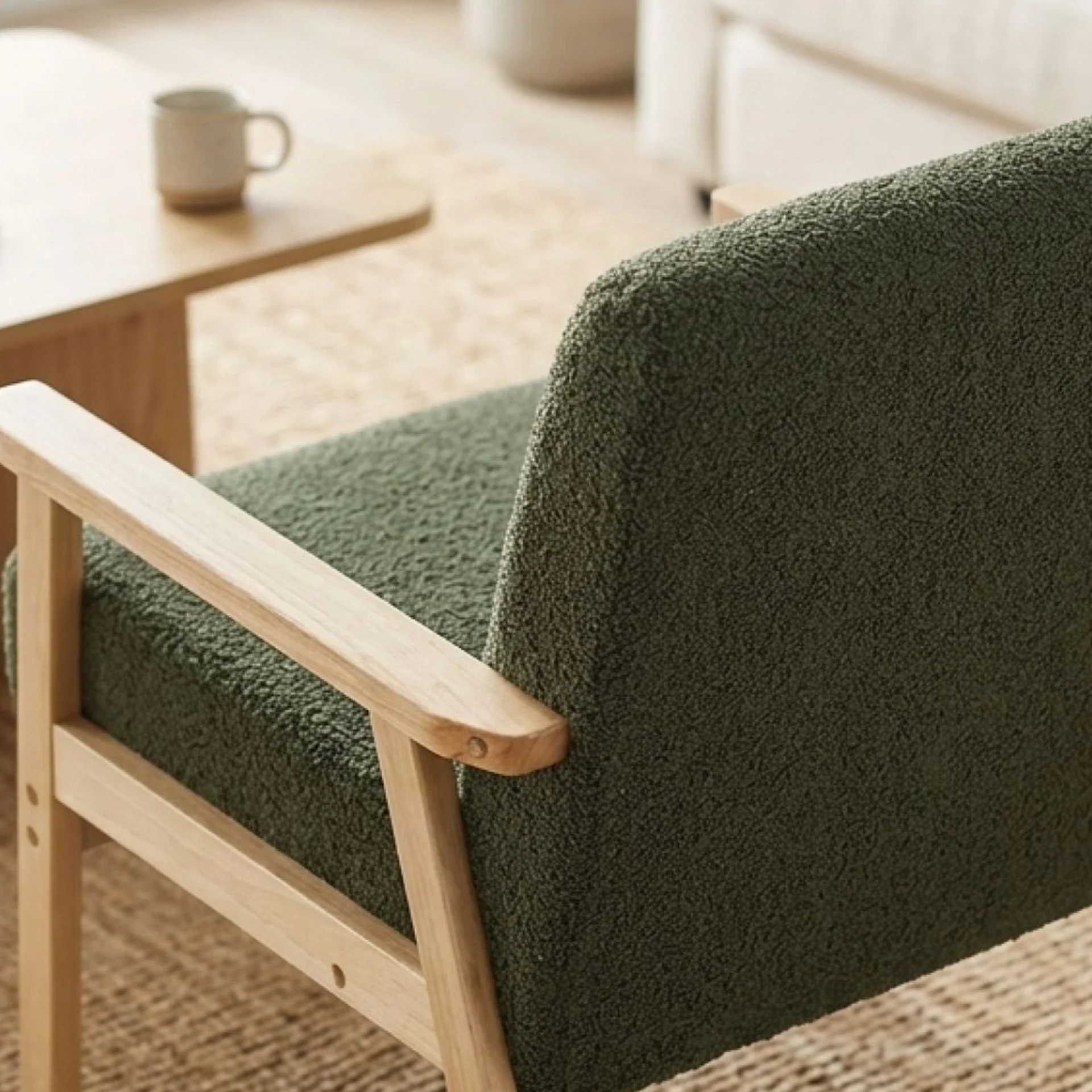 Aven Boucle Armchair - Dark Green - Image 5