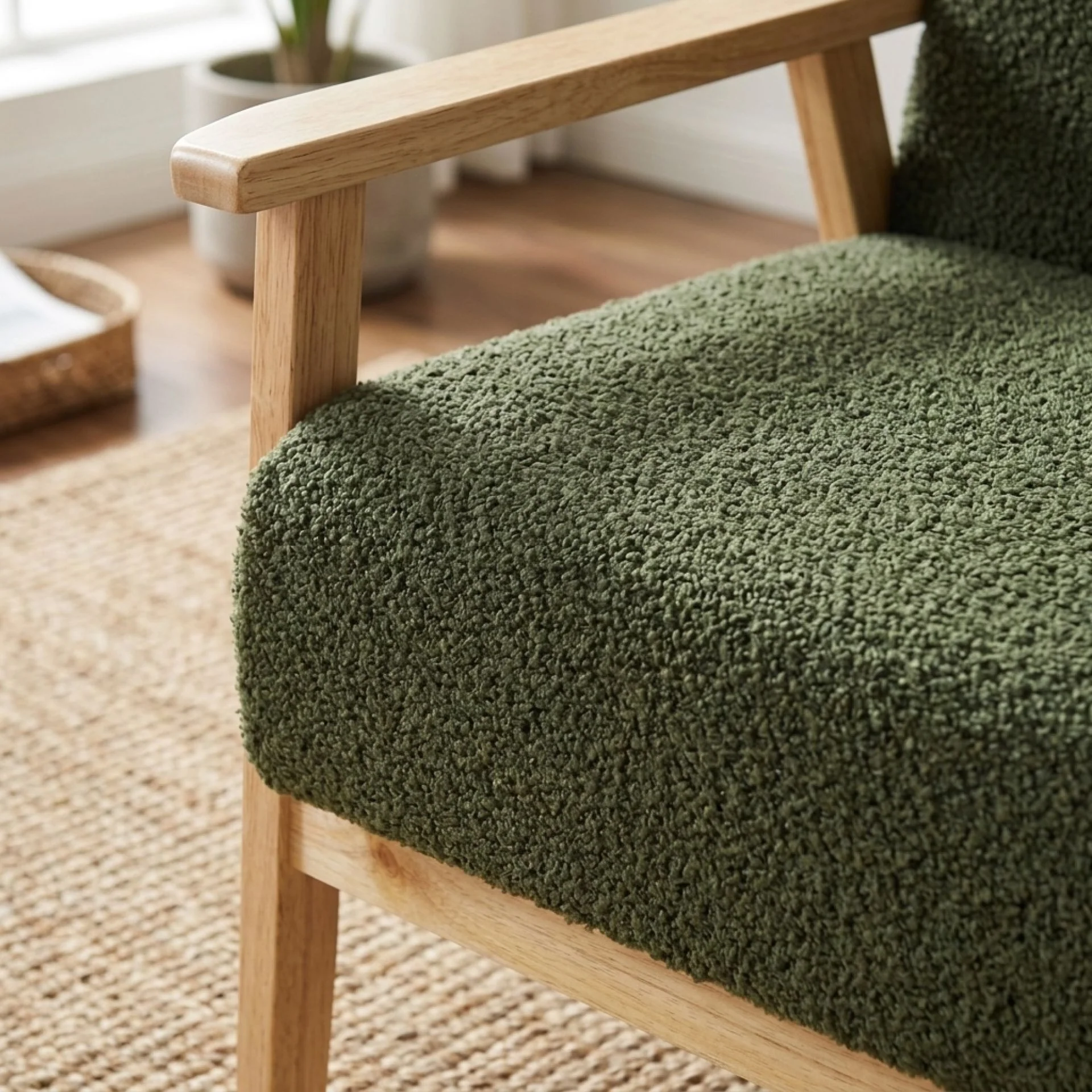 Aven Boucle Armchair - Dark Green - Image 6