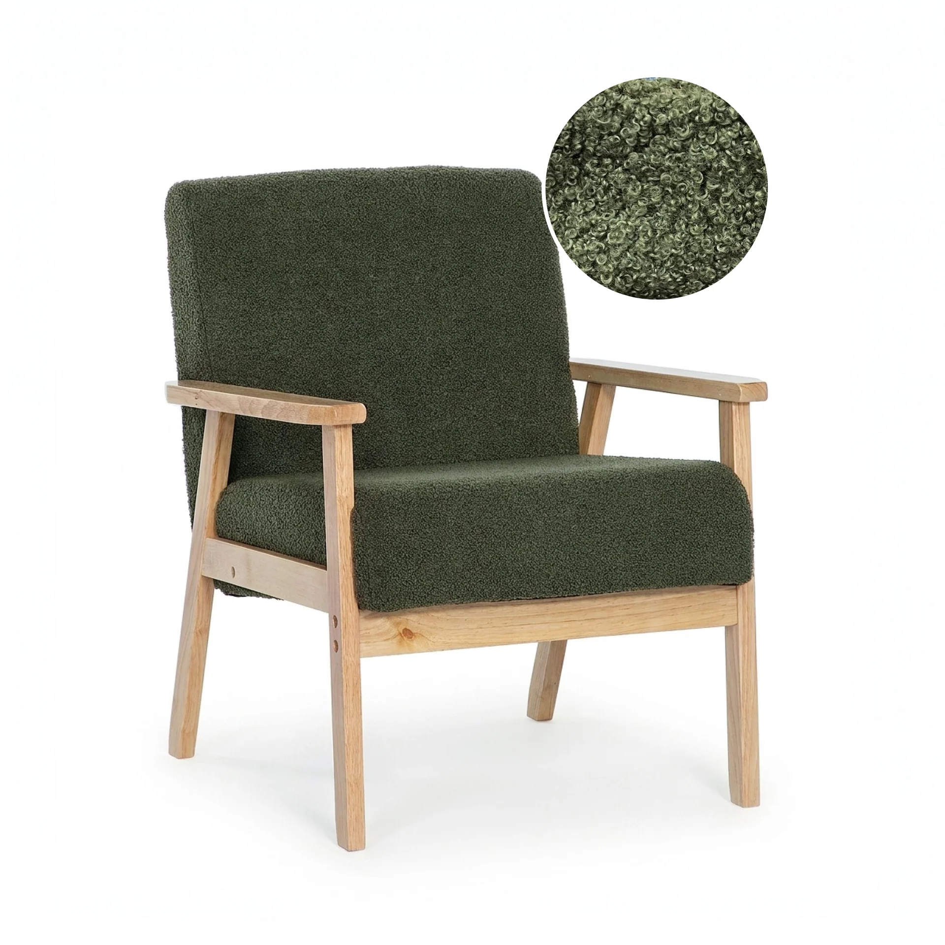 Aven Boucle Armchair - Dark Green - Image 7