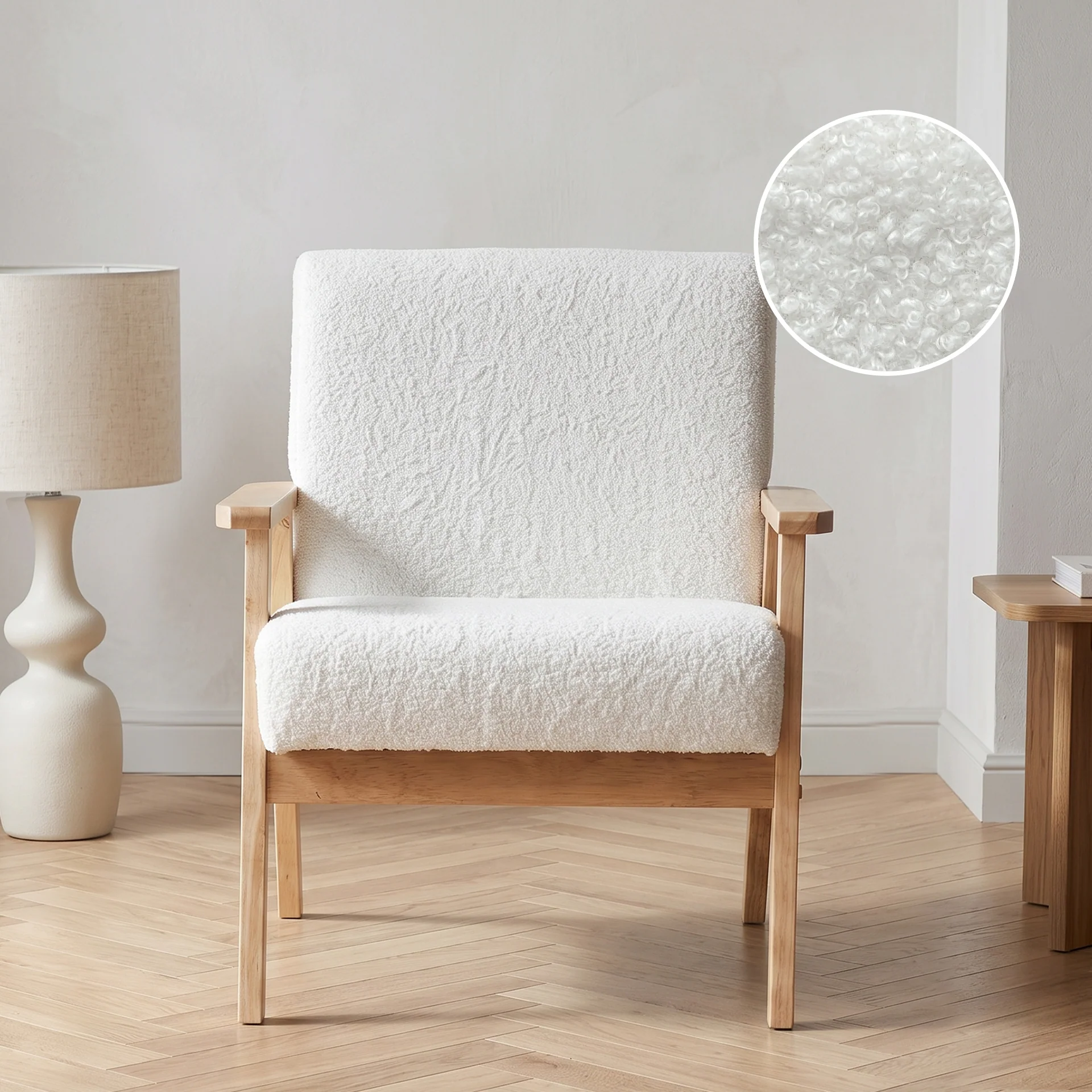 Aven Boucle Armchair - White - Image 2