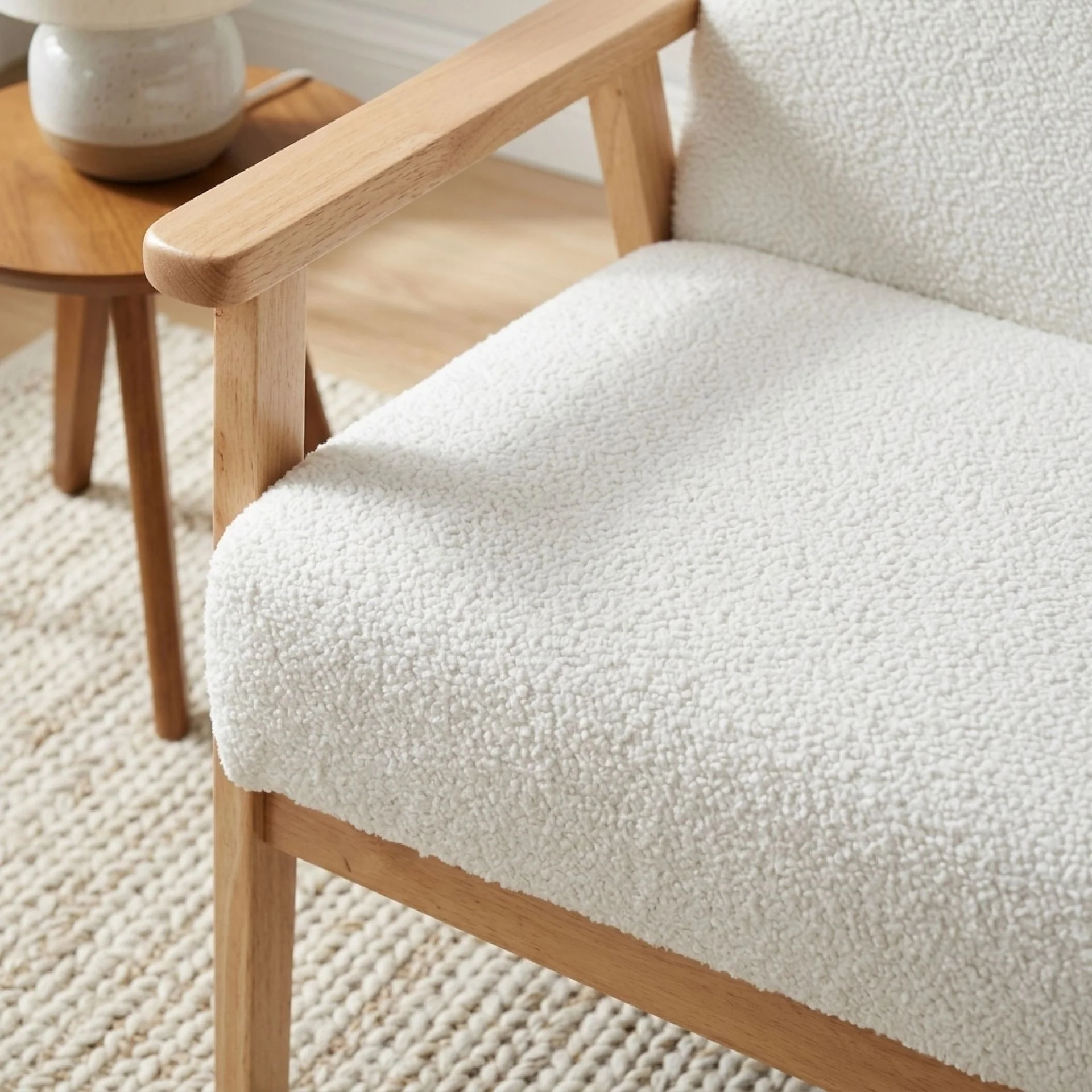 Aven Boucle Armchair - White - Image 6