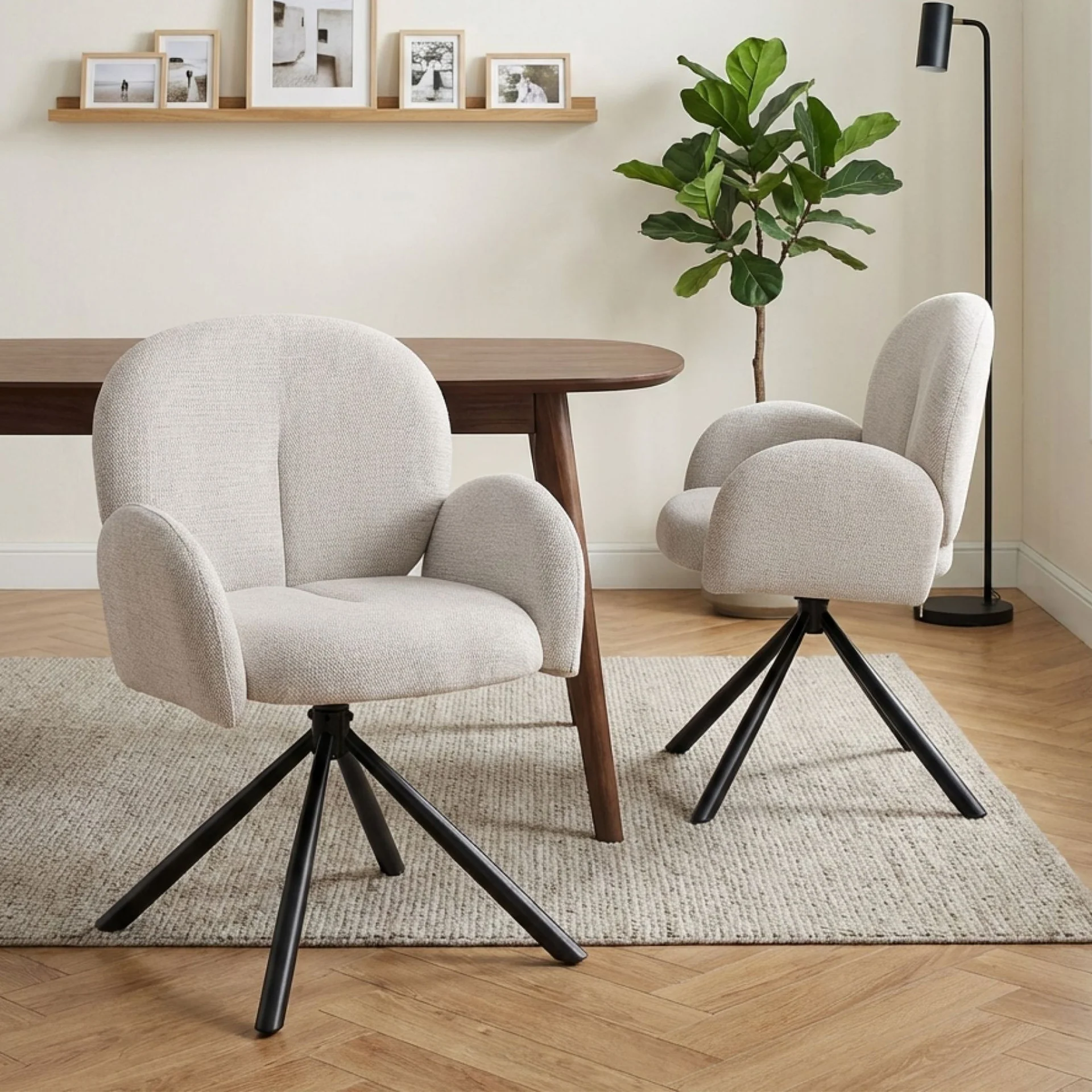 Avery Swivel Fabric Dining Chair - Set Of 2 - Grey - Image 3