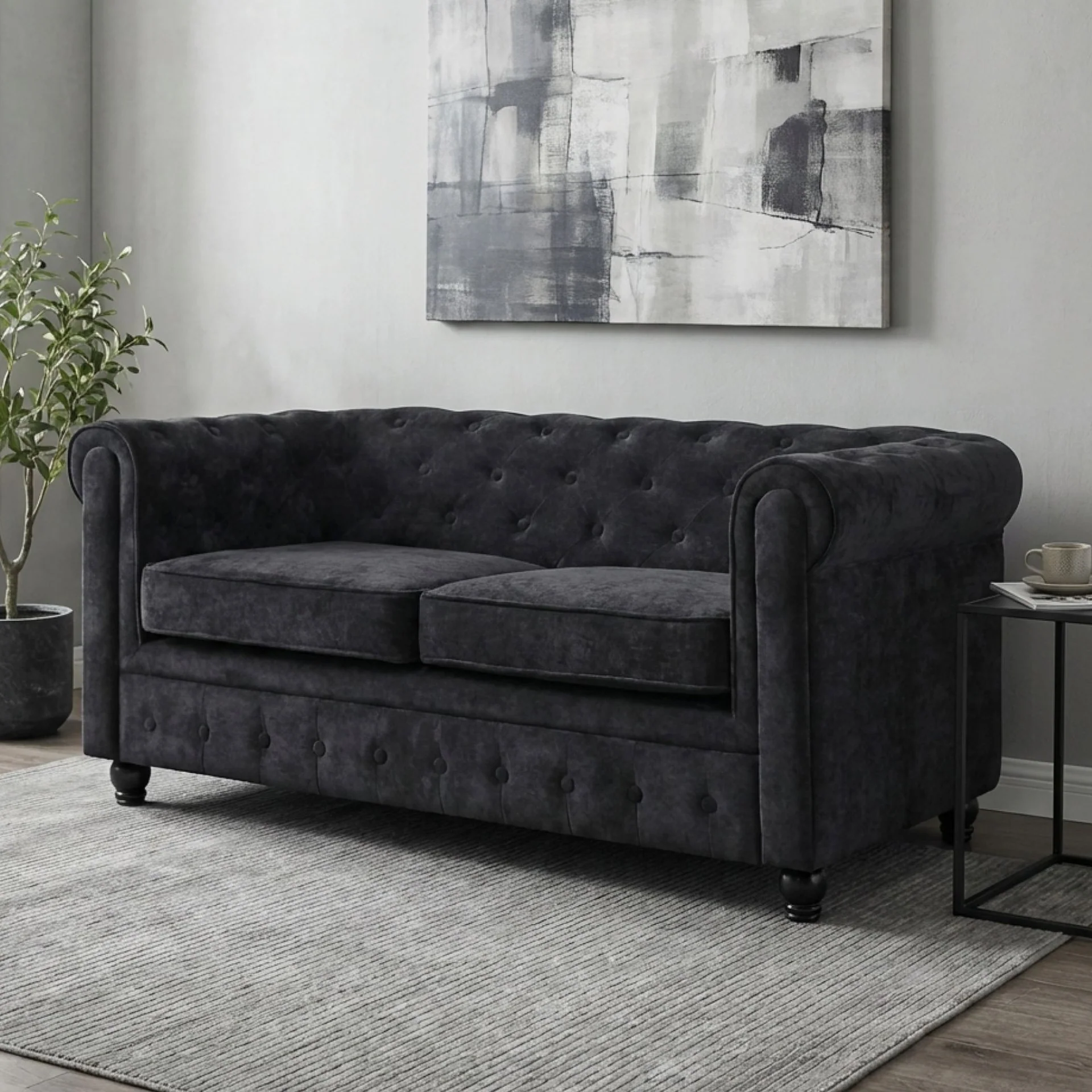 Aviana 2 Seater Sofa - Black - Image 3