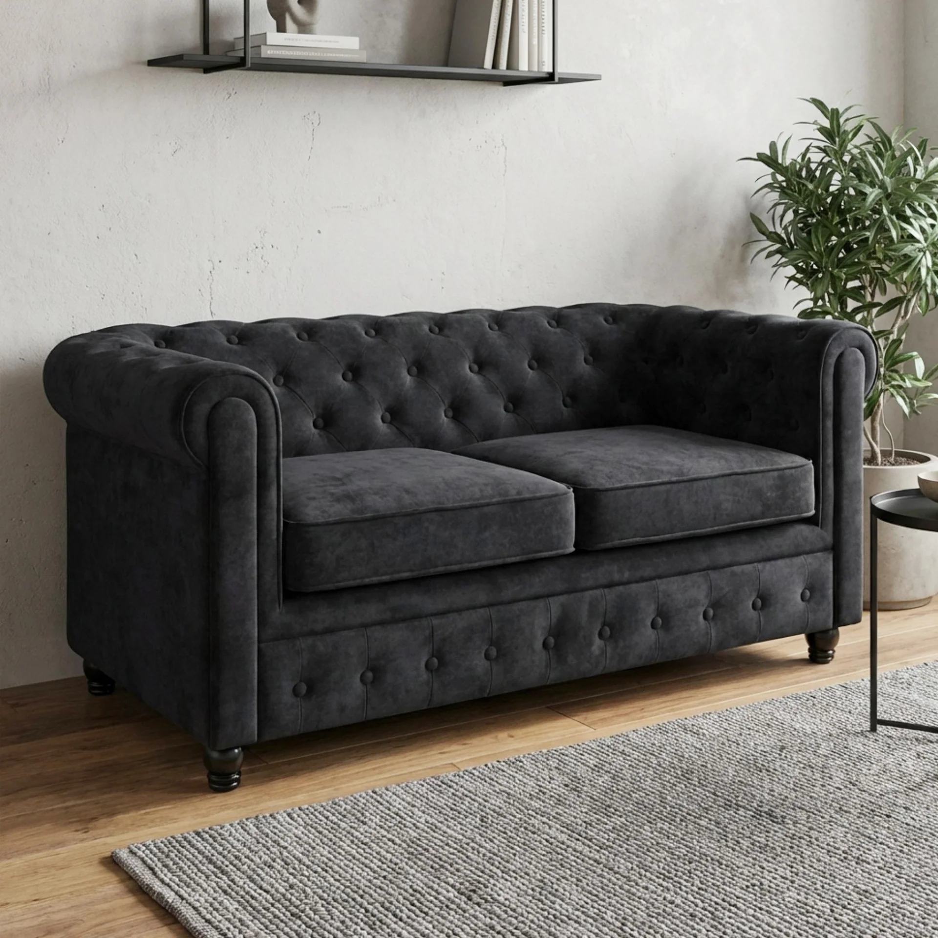 Aviana 2 Seater Sofa - Black - Image 4