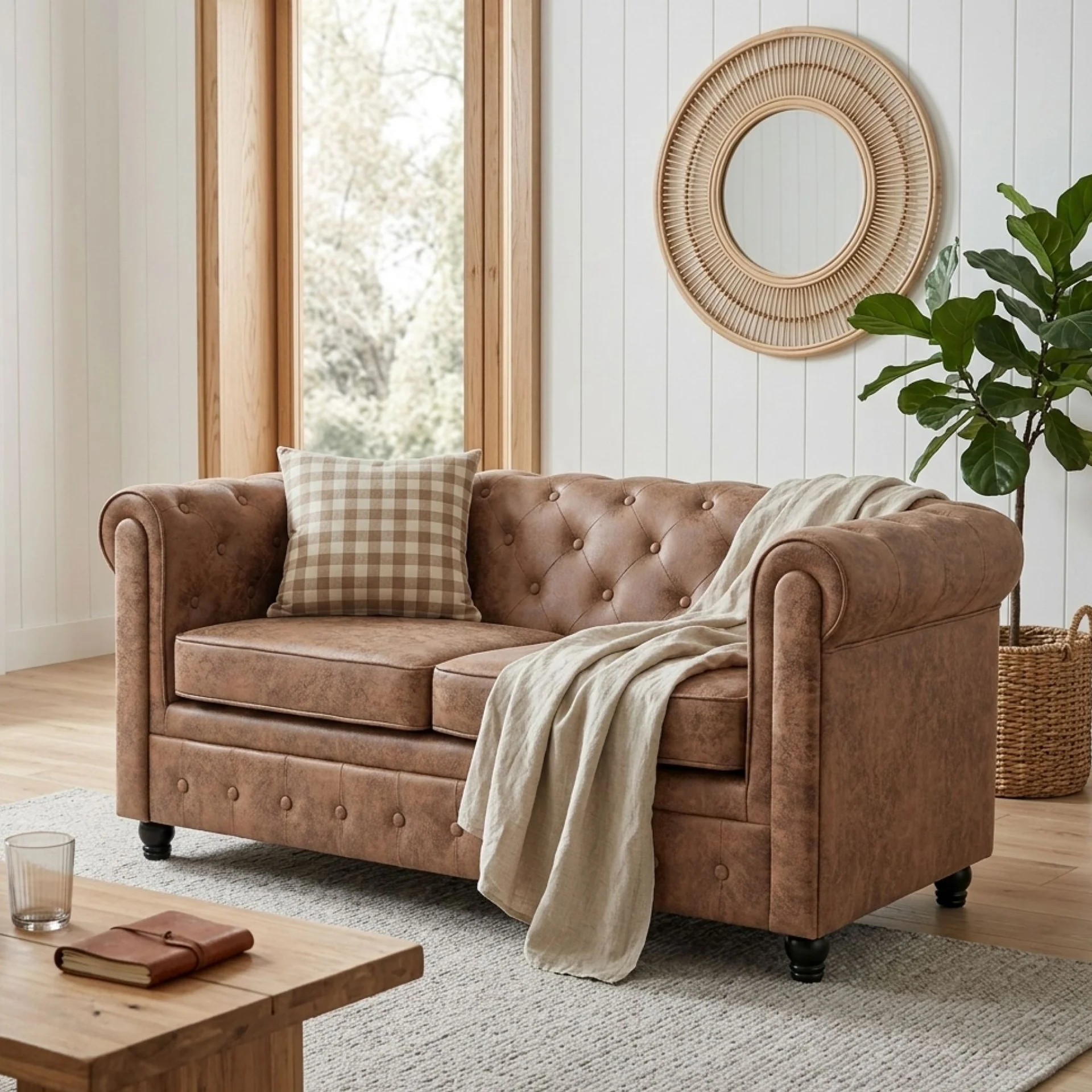 Aviana 2 Seater Sofa - Brown - Image 3