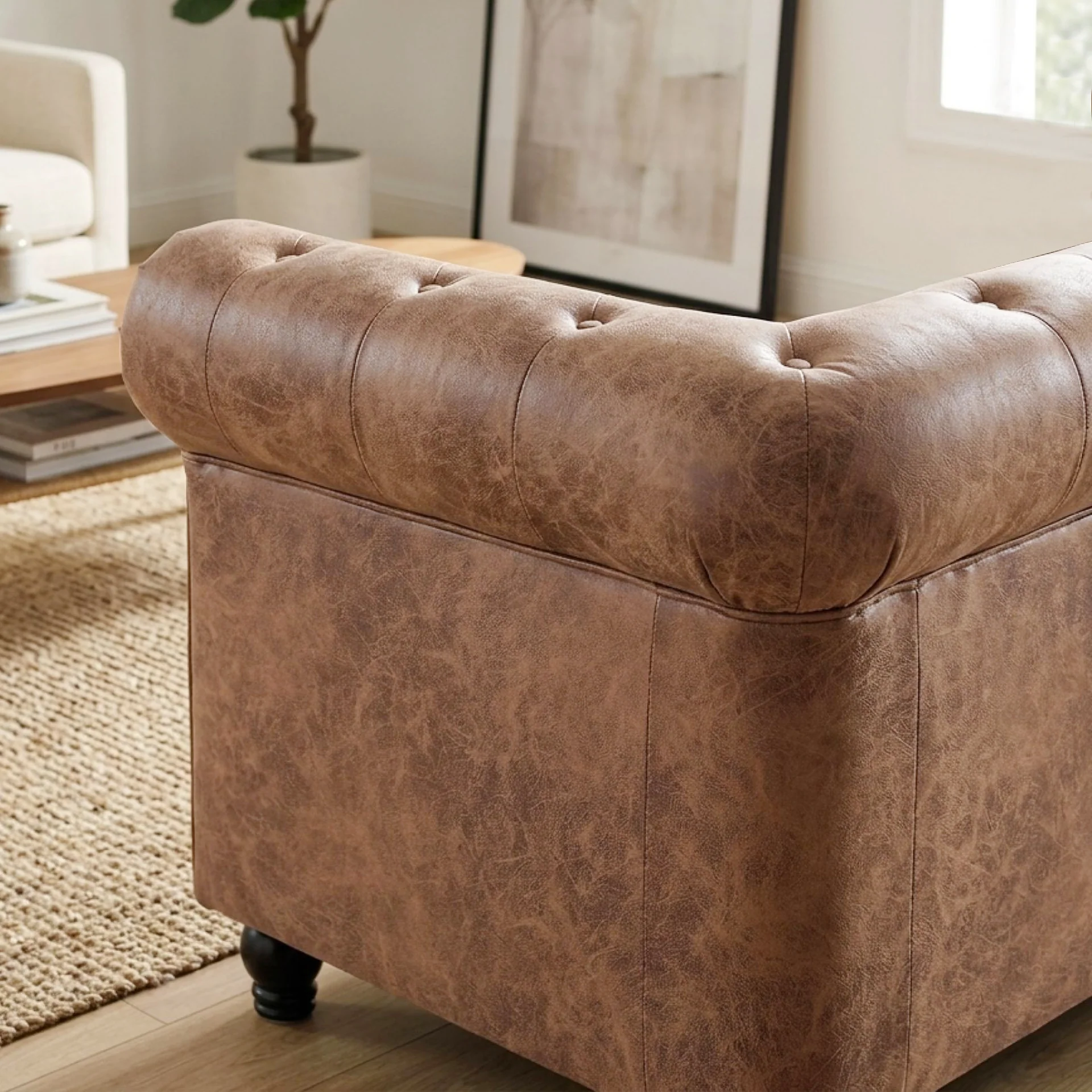 Aviana 3 Seater Sofa - Brown - Image 6