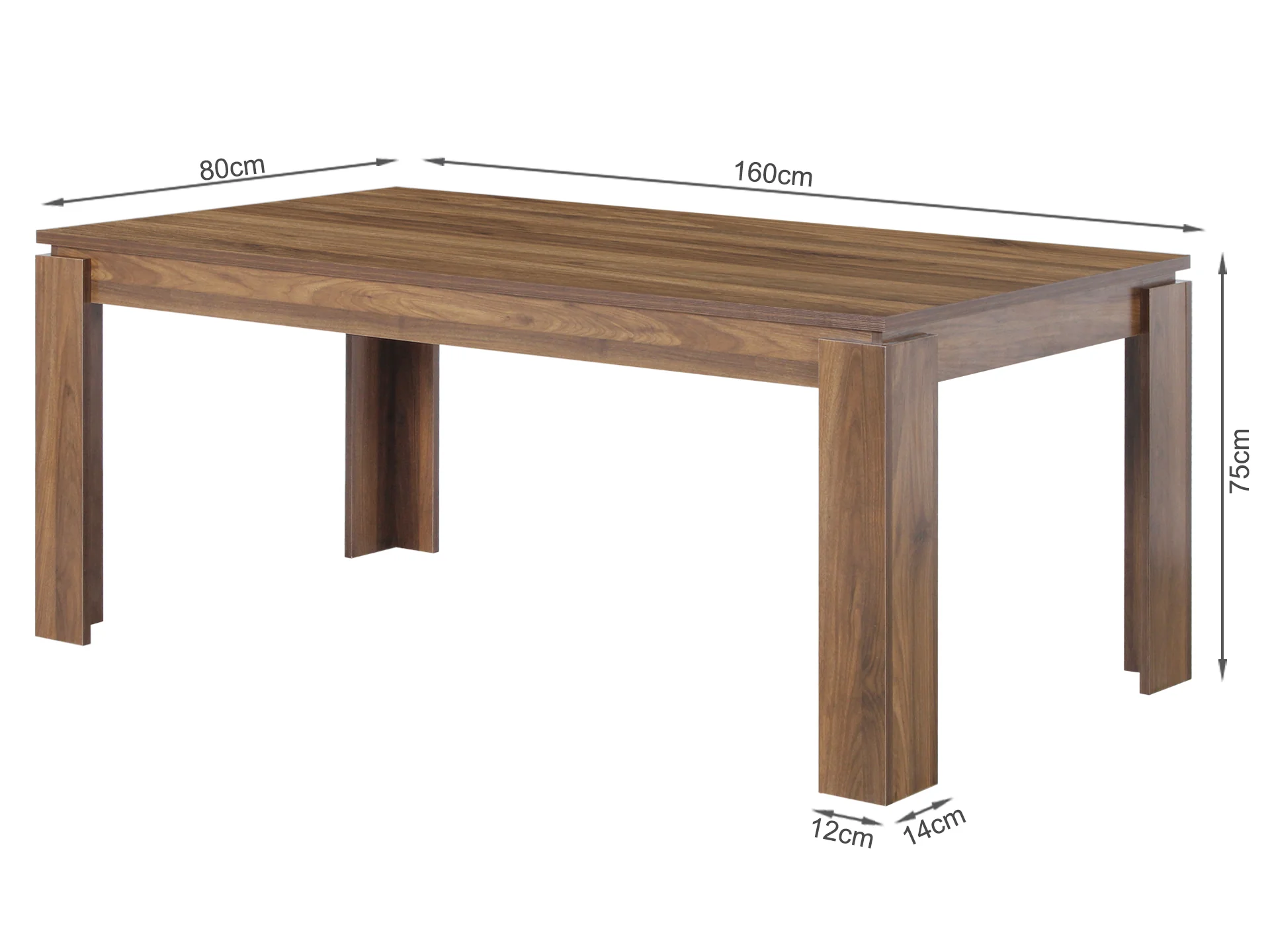 Azar Dining Table Rectangle 160 x 80cm - Walnut - Image 6
