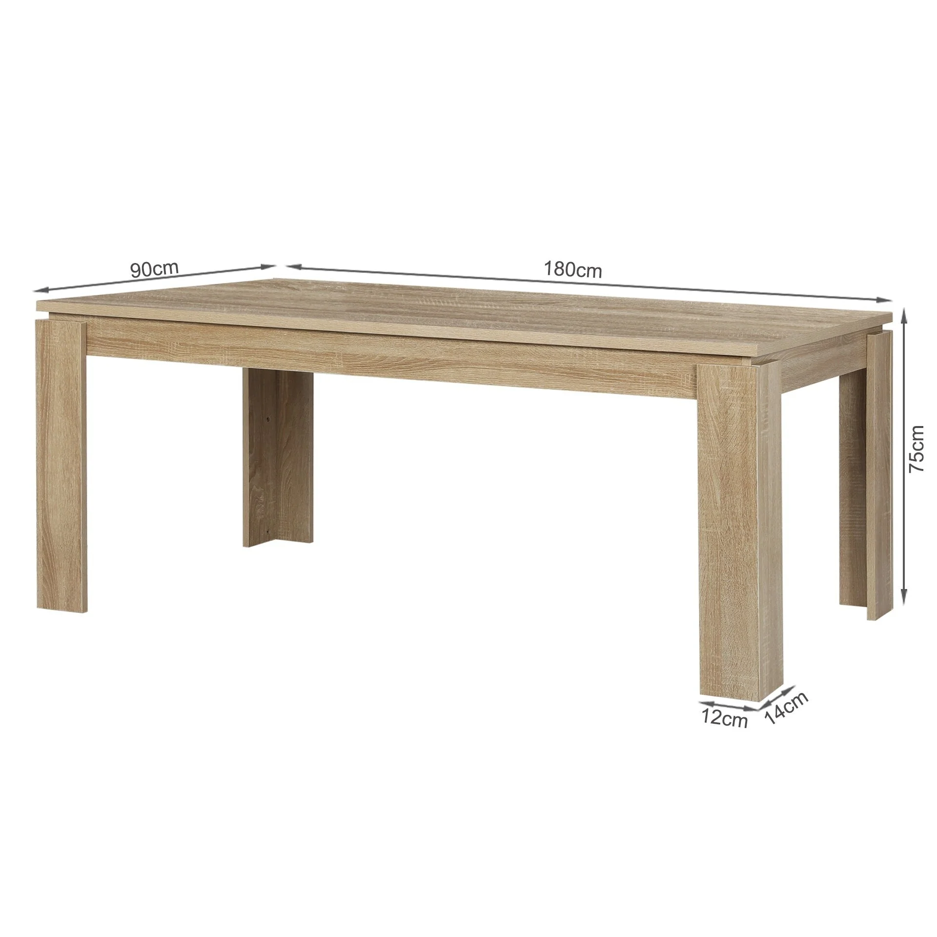 Azar Dining Table Rectangle 180 X 90cm - Natural - Image 13
