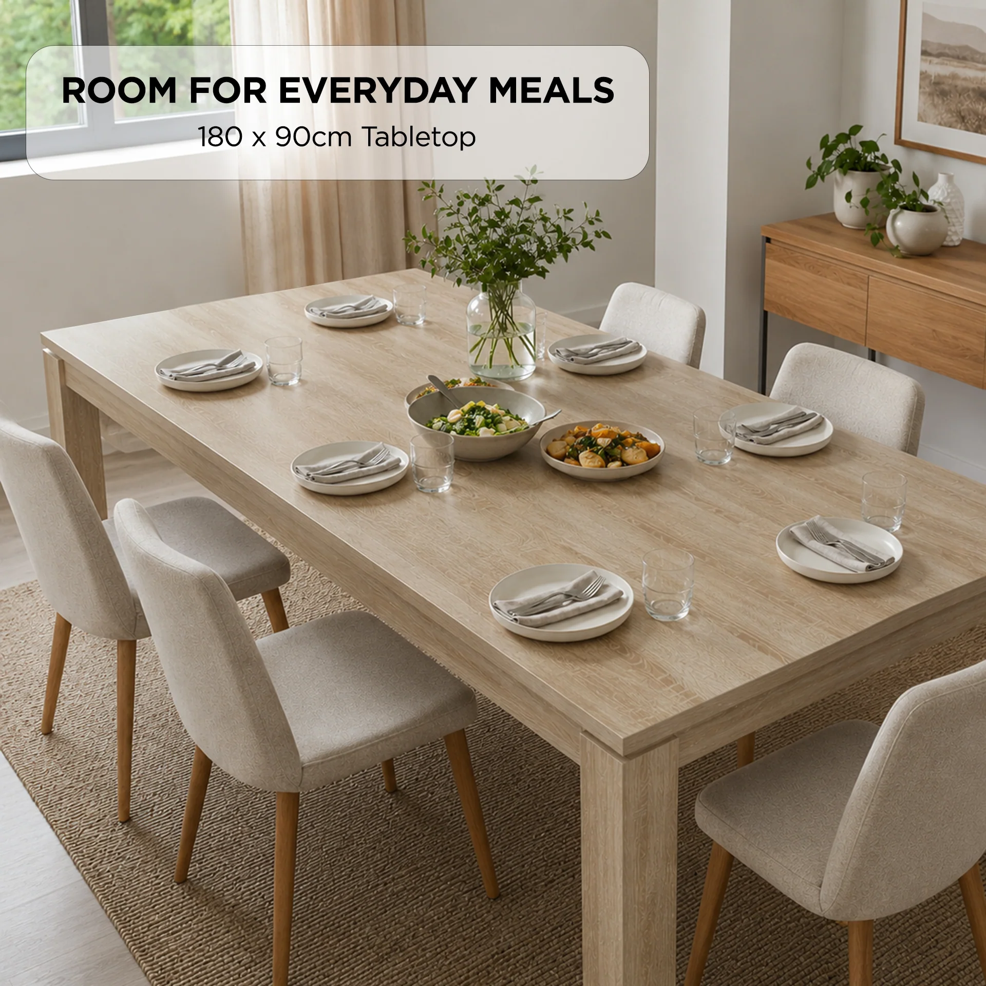 Azar Dining Table Rectangle 180 X 90cm - Natural - Image 3