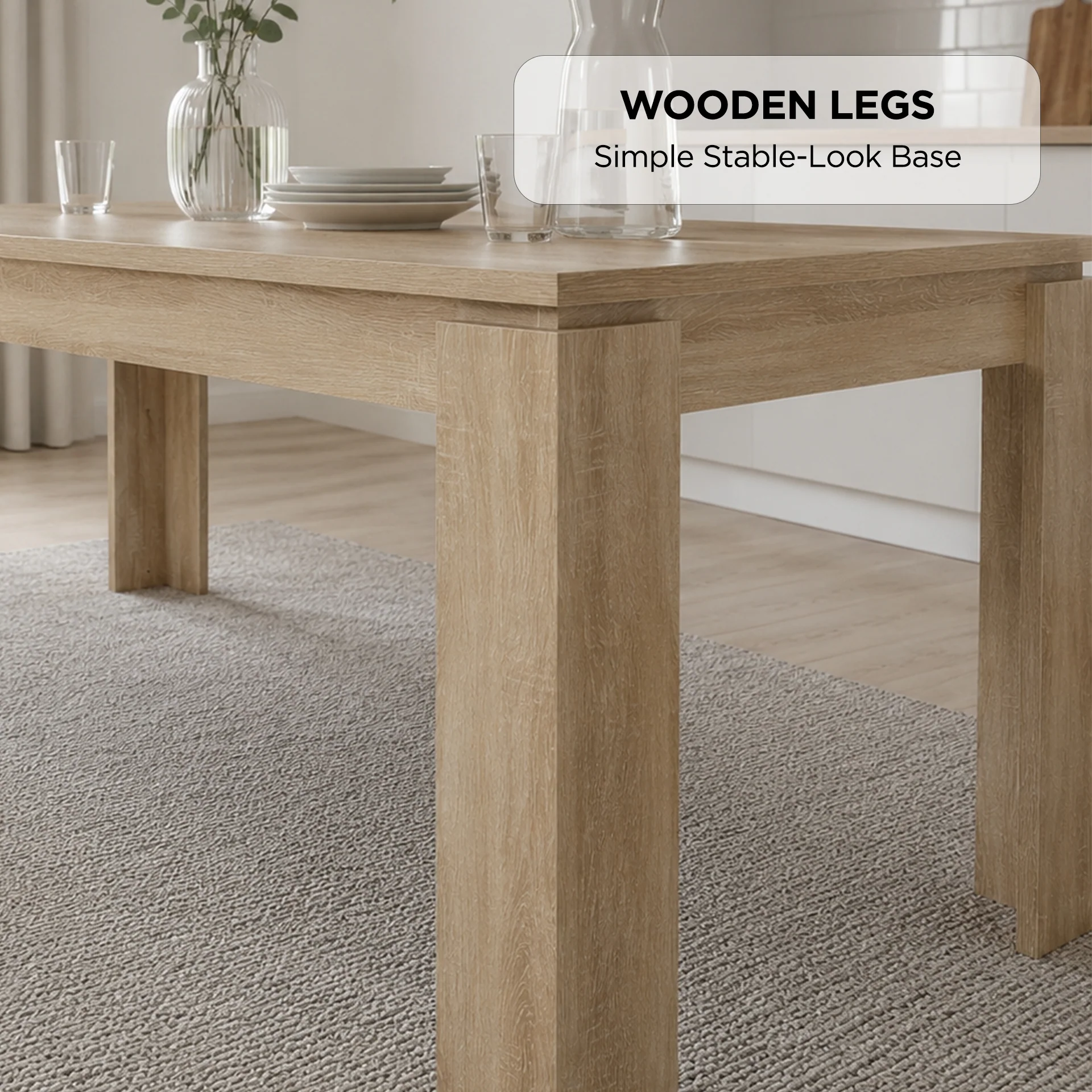 Azar Dining Table Rectangle 180 X 90cm - Natural - Image 6