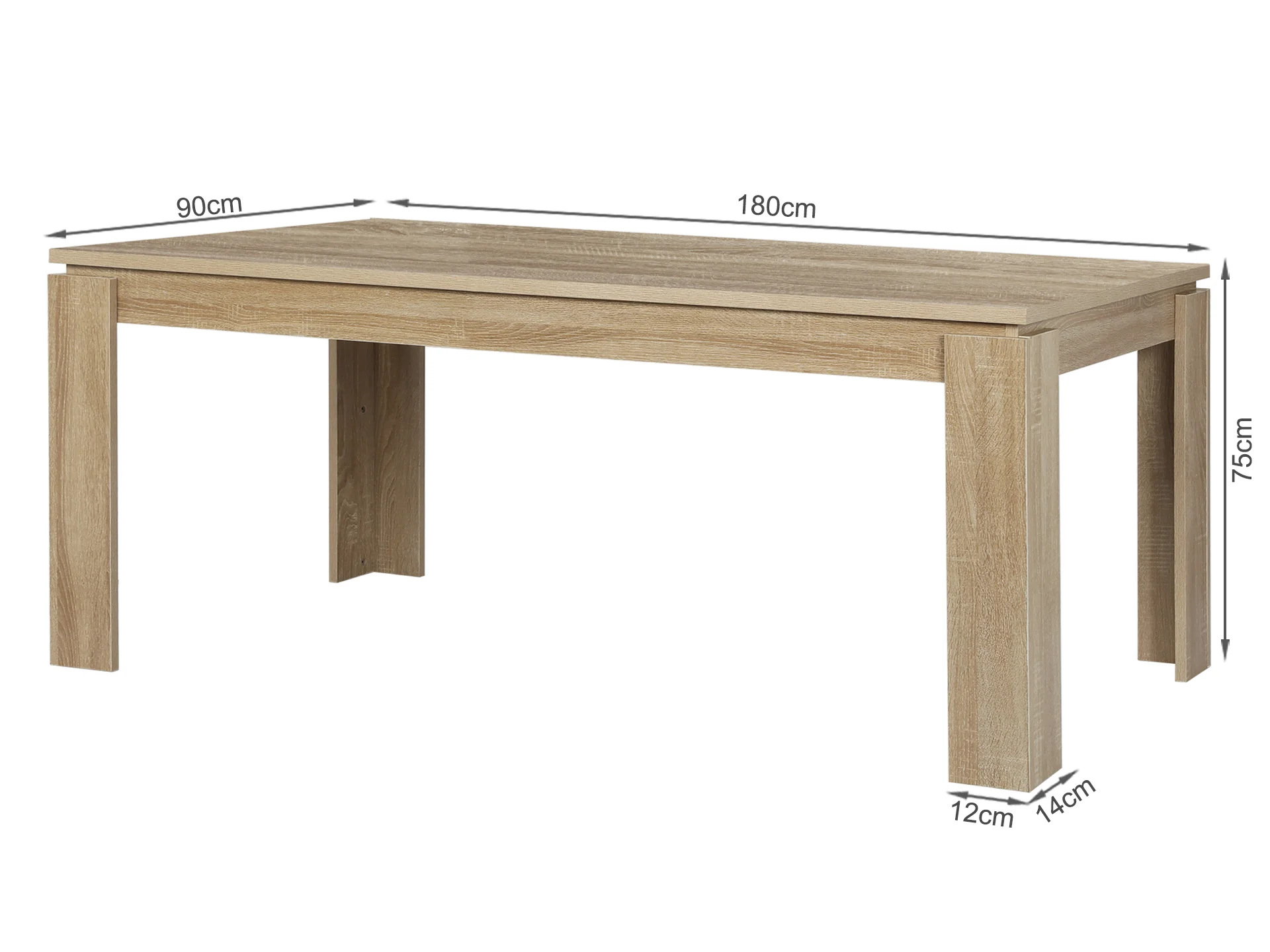 Azar Dining Table Rectangle 180 X 90cm - Natural - Image 6