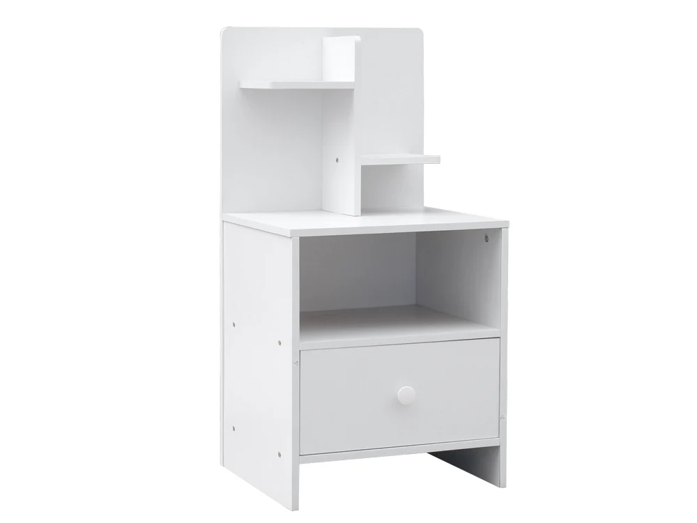 BAILEY Bedside Table with Shelves - WHITE - Image 3