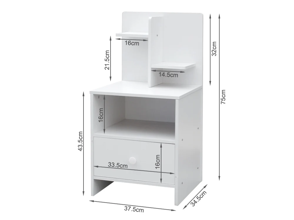 BAILEY Bedside Table with Shelves - WHITE - Image 6