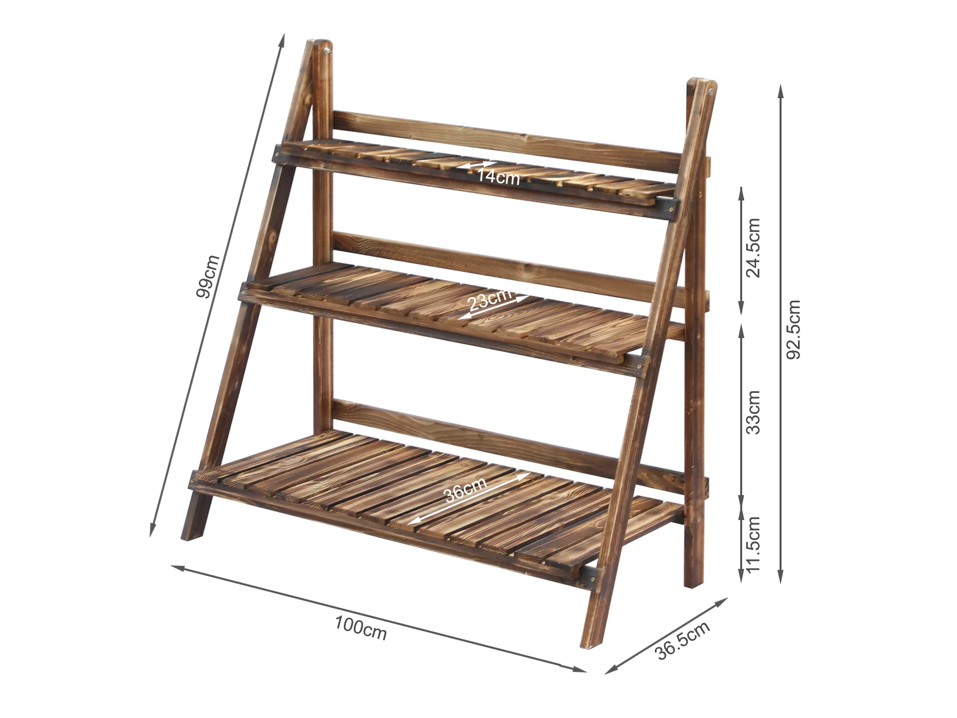 Balaton Ladder Planter Stand 100cm - Rustic Brown - Image 7