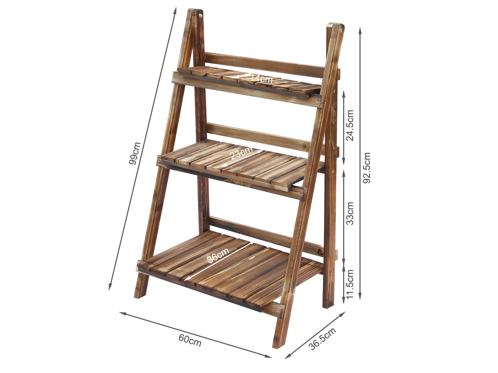 Balaton Ladder Planter Stand 60cm - Rustic Brown - Image 7