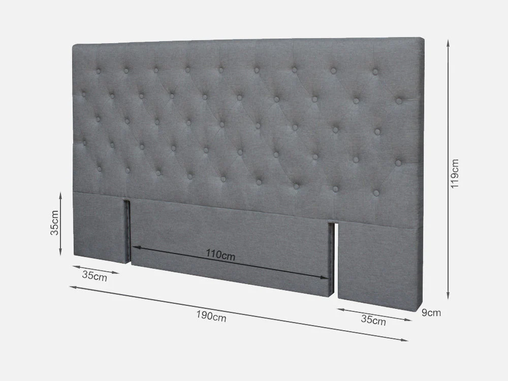 BARBARA SUPER KING Stand-alone Fabric Headboard - GREY - Image 10