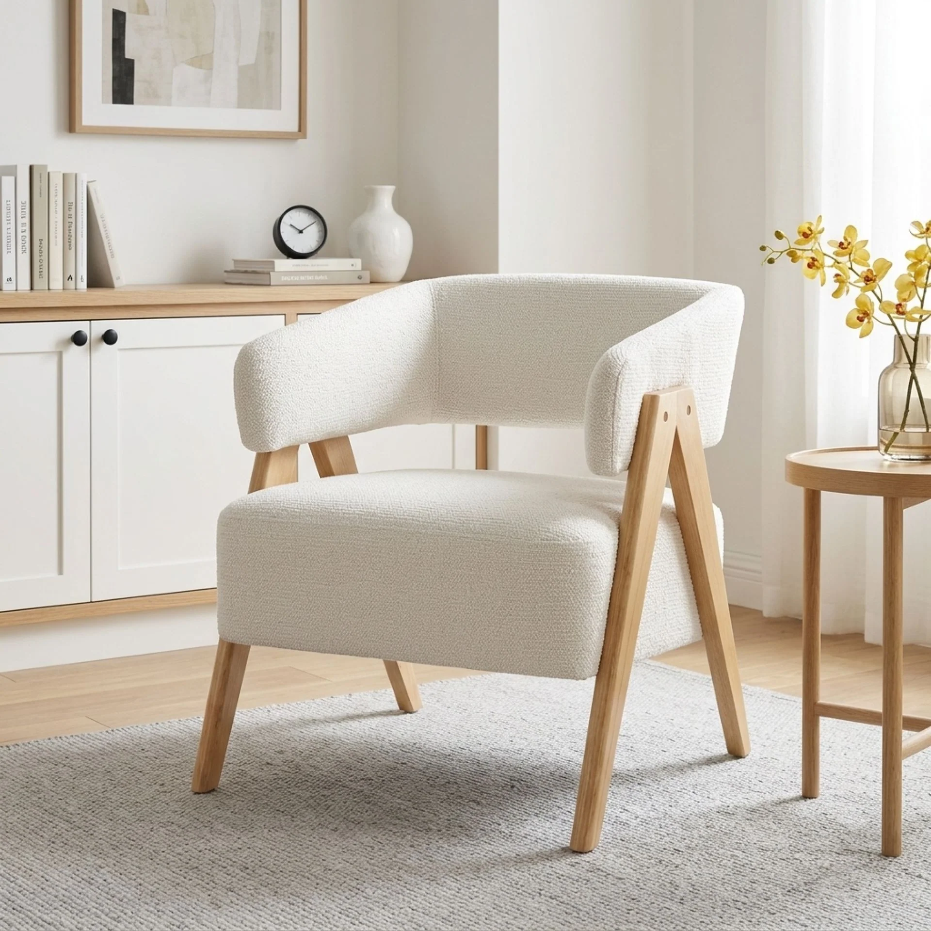 Bark Chenille Armchair - White - Image 3