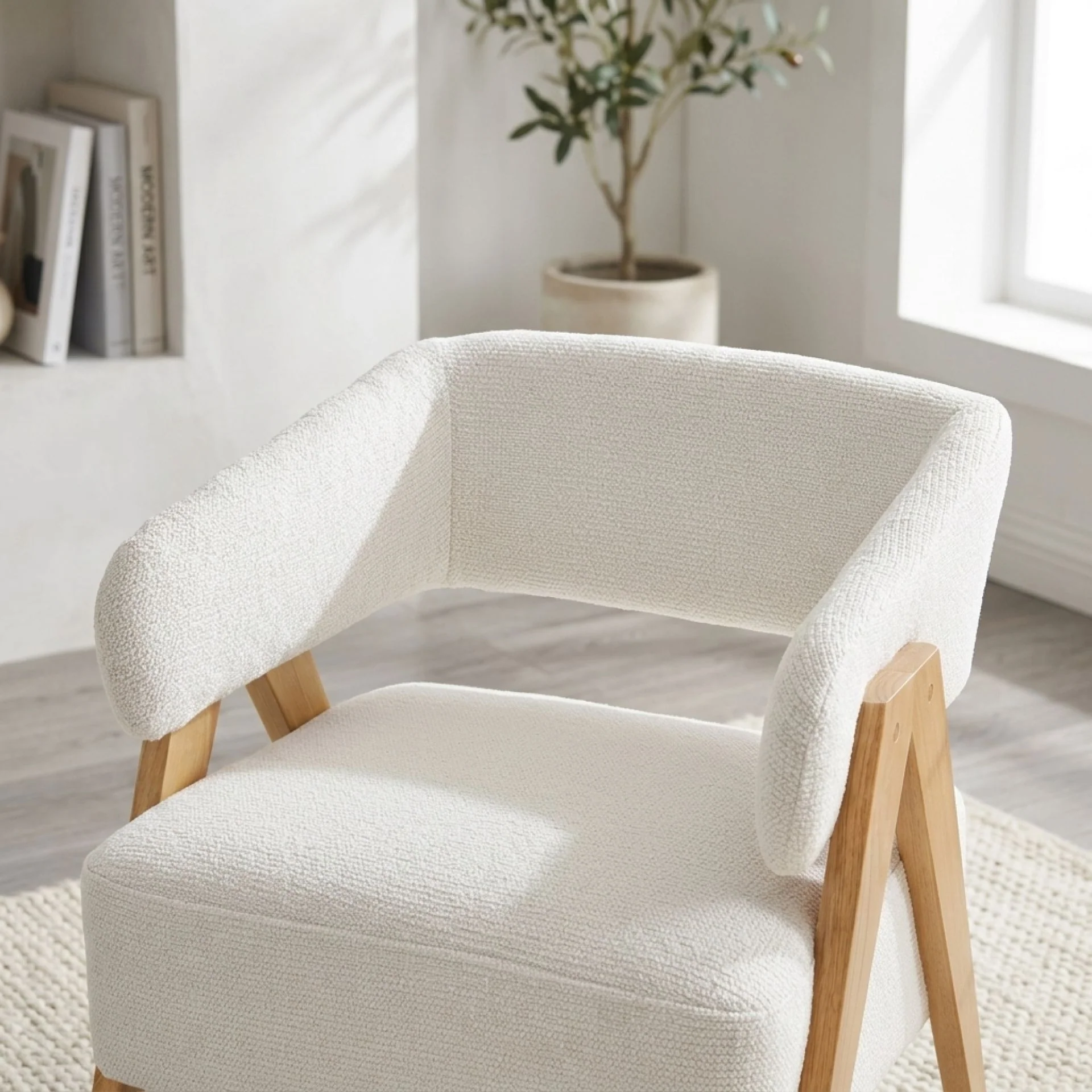 Bark Chenille Armchair - White - Image 7