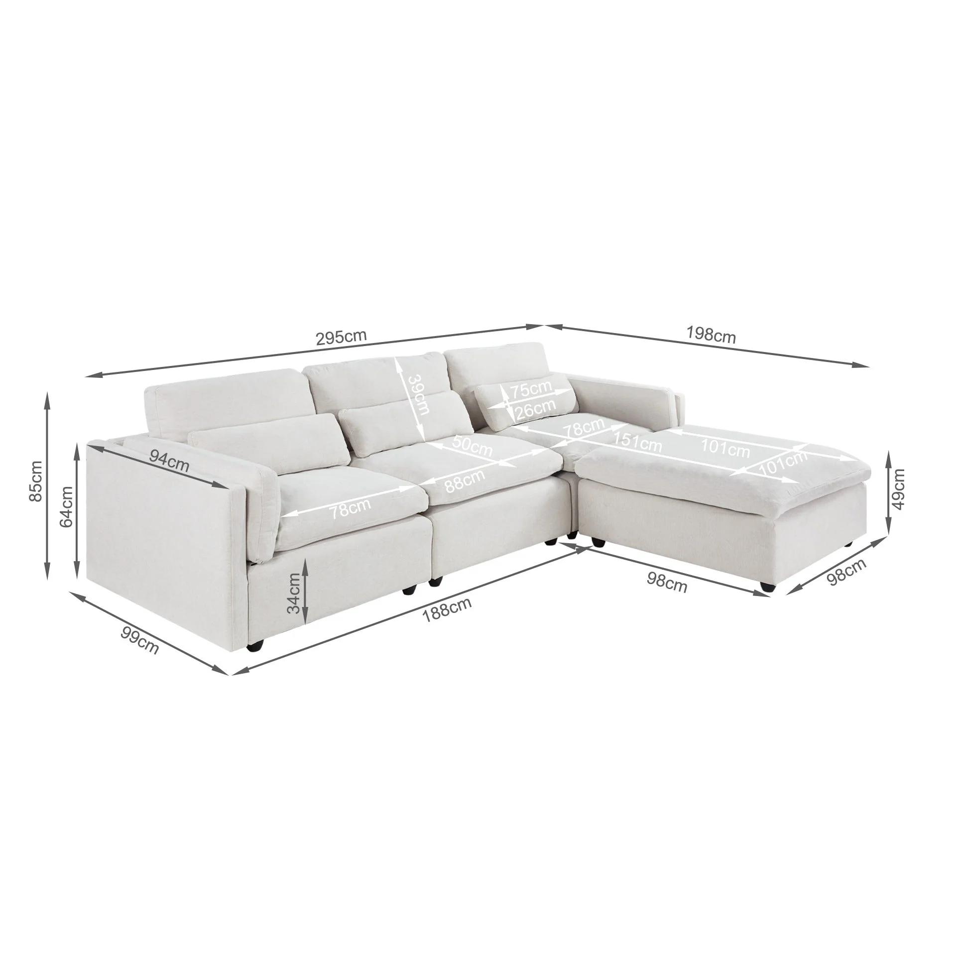 Barmouth Modular Sofa - Silver Cloud - Image 15