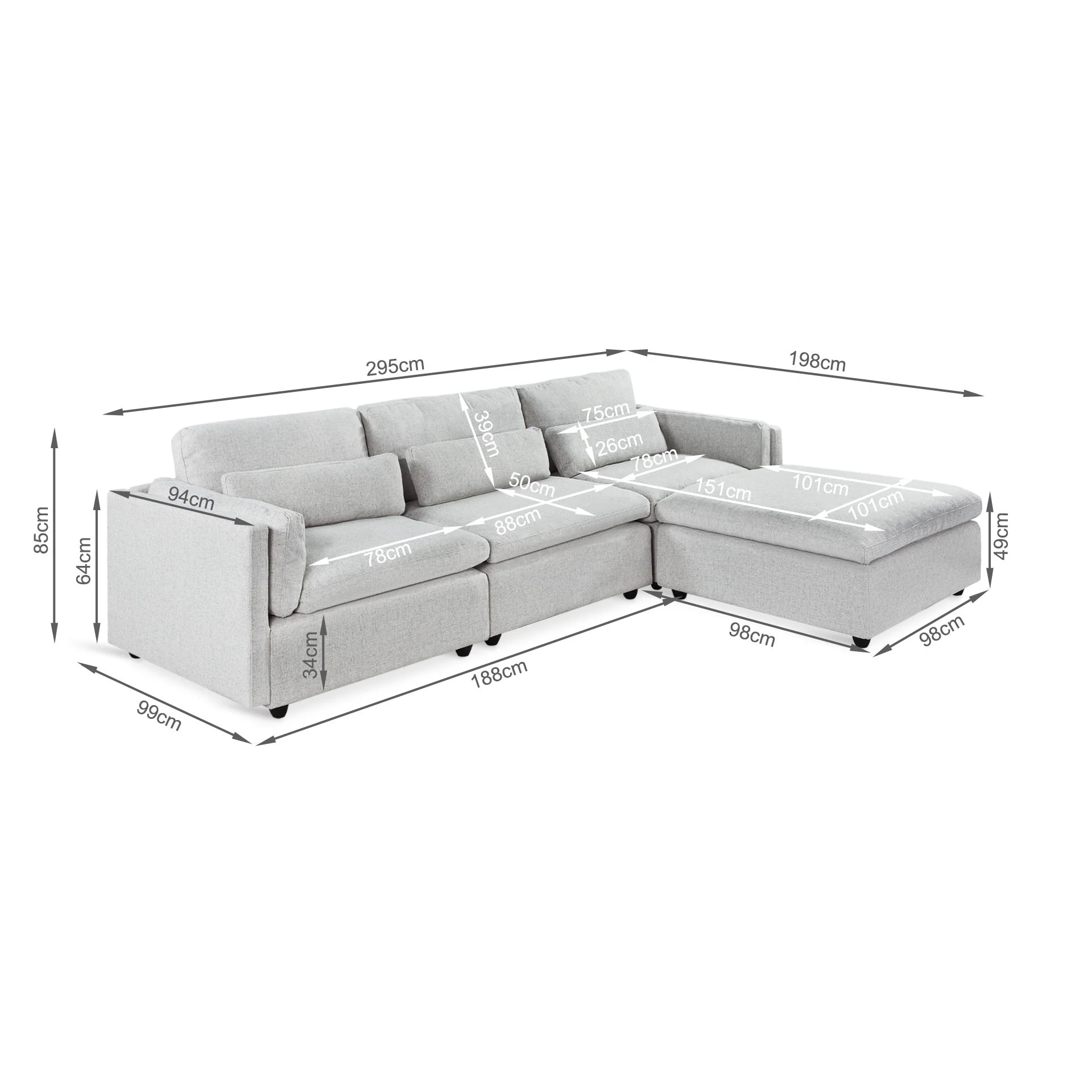 Barmouth Modular Sofa - Silver Grey - Image 16