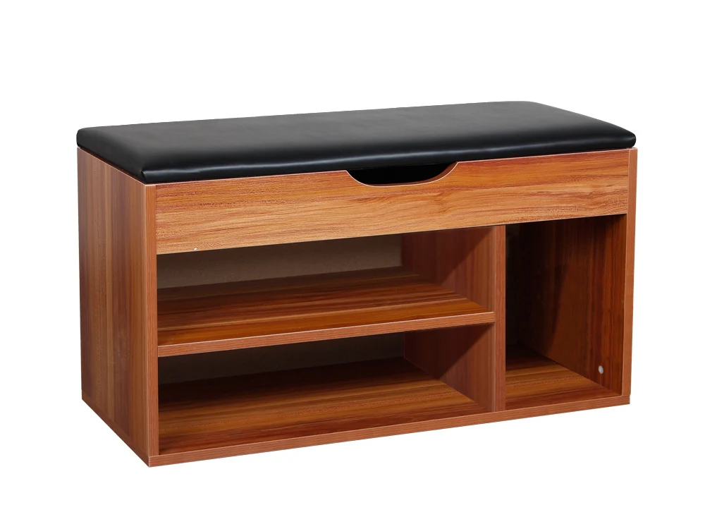 BARRA Shoe Cabinet Shoe Bench - WALNUT + BLACK - Image 3