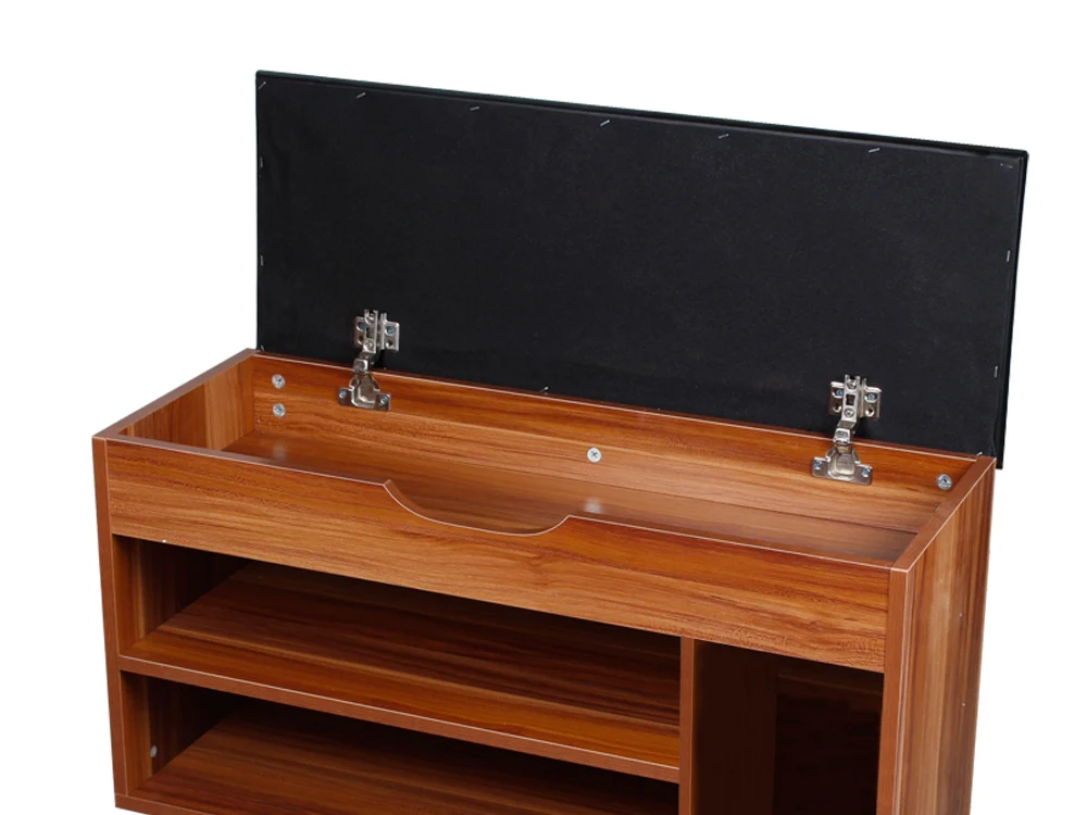 BARRA Shoe Cabinet Shoe Bench - WALNUT + BLACK - Image 4