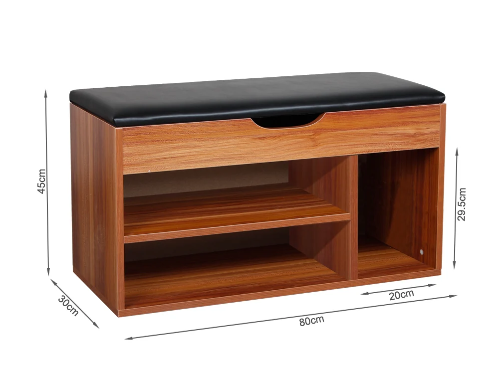 BARRA Shoe Cabinet Shoe Bench - WALNUT + BLACK - Image 5