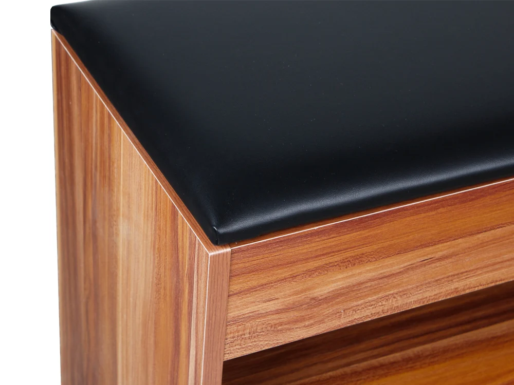 BARRA Shoe Cabinet Shoe Bench - WALNUT + BLACK - Image 6