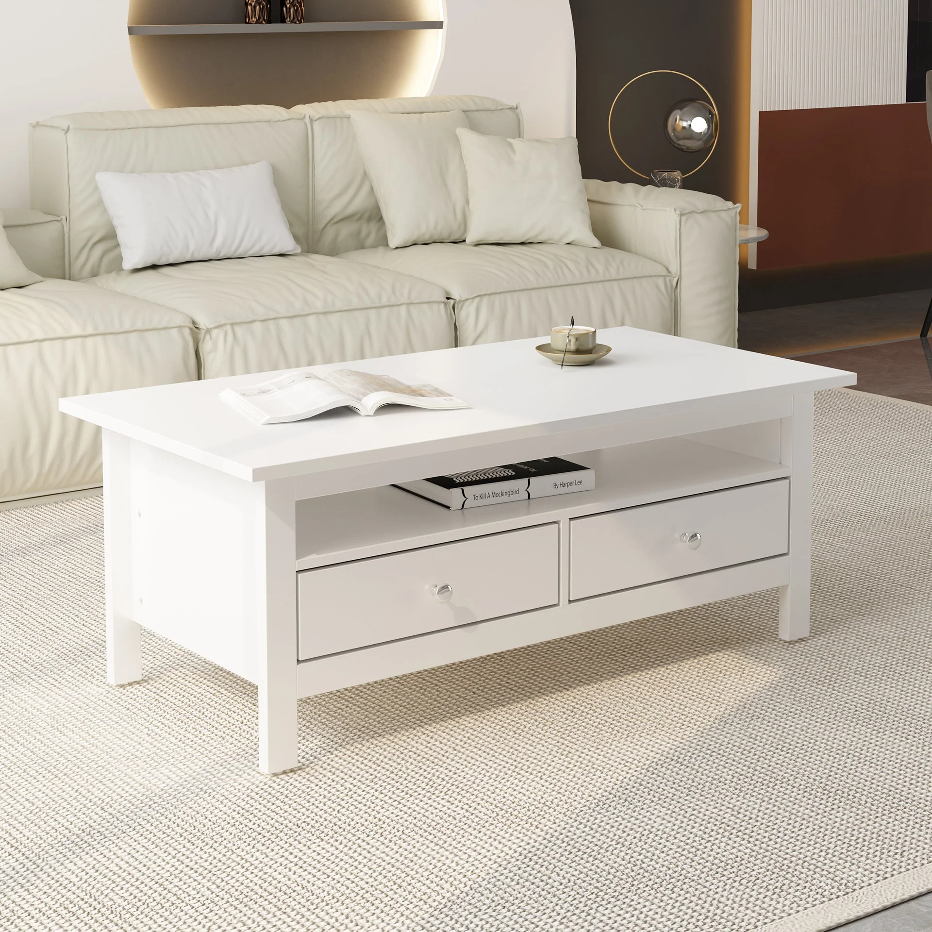 Barrett Rectangular Coffee Table - White - Image 2
